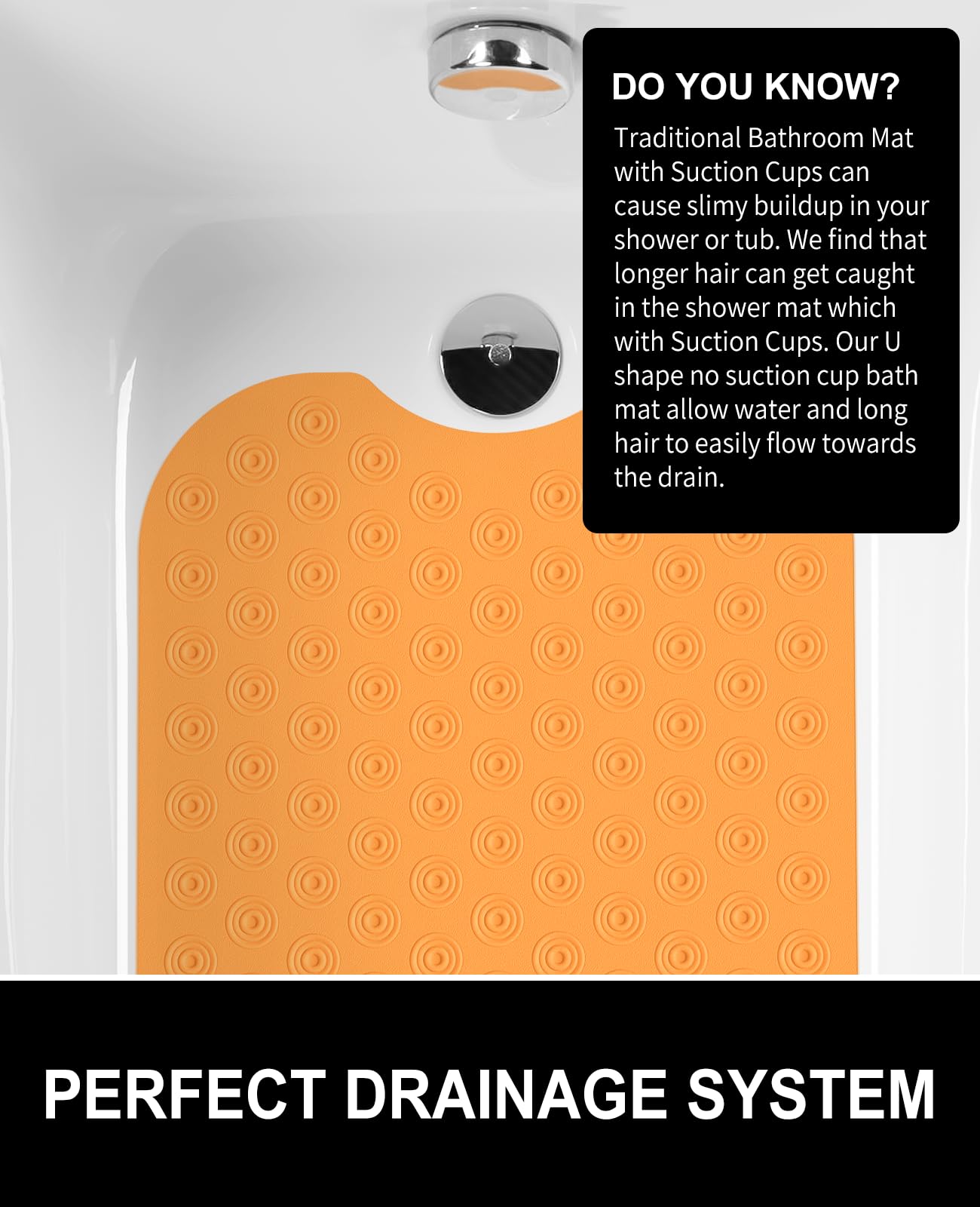 OTHWAY Bathtub Mat Non Slip, 39X16 inch Bath Mat for Tub, Machine Washable Bath Tub Mats with Reverse Suction Cups, Comfortable Rubber Bathtub Mat for Bathroom