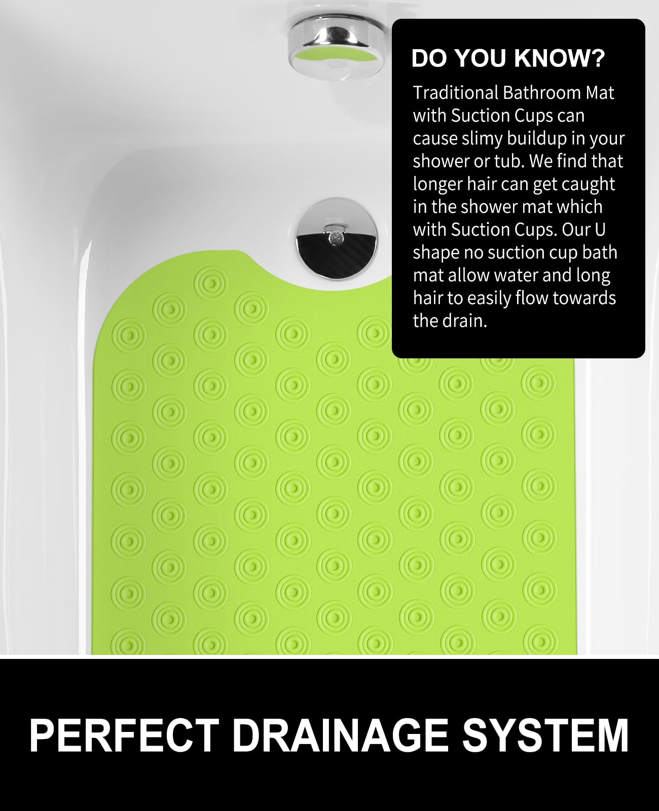 OTHWAY Bathtub Mat Non Slip, 39X16 inch Bath Mat for Tub, Machine Washable Bath Tub Mats with Reverse Suction Cups, Comfortable Rubber Bathtub Mat for Bathroom