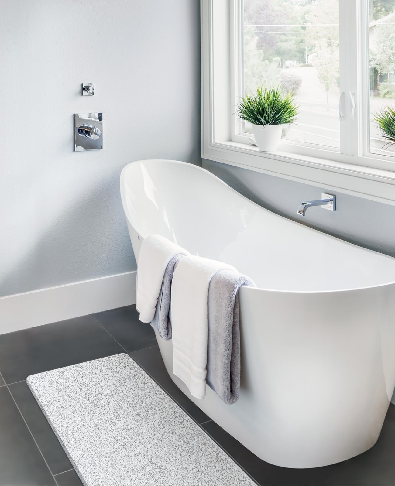 Soft Textured Non-Slip Shower Mat for Wet Areas - Grey
