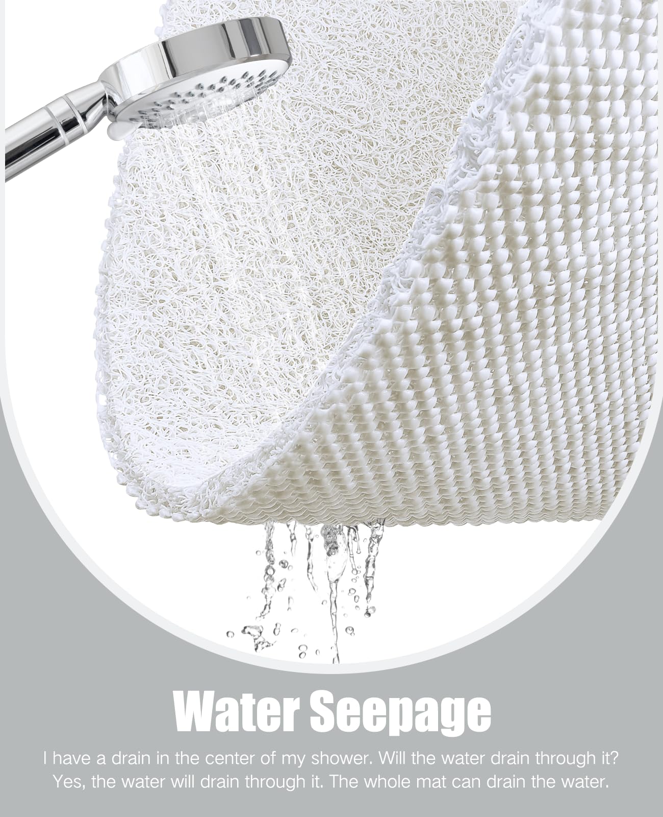 Soft Textured Non-Slip Shower Mat for Wet Areas - Grey