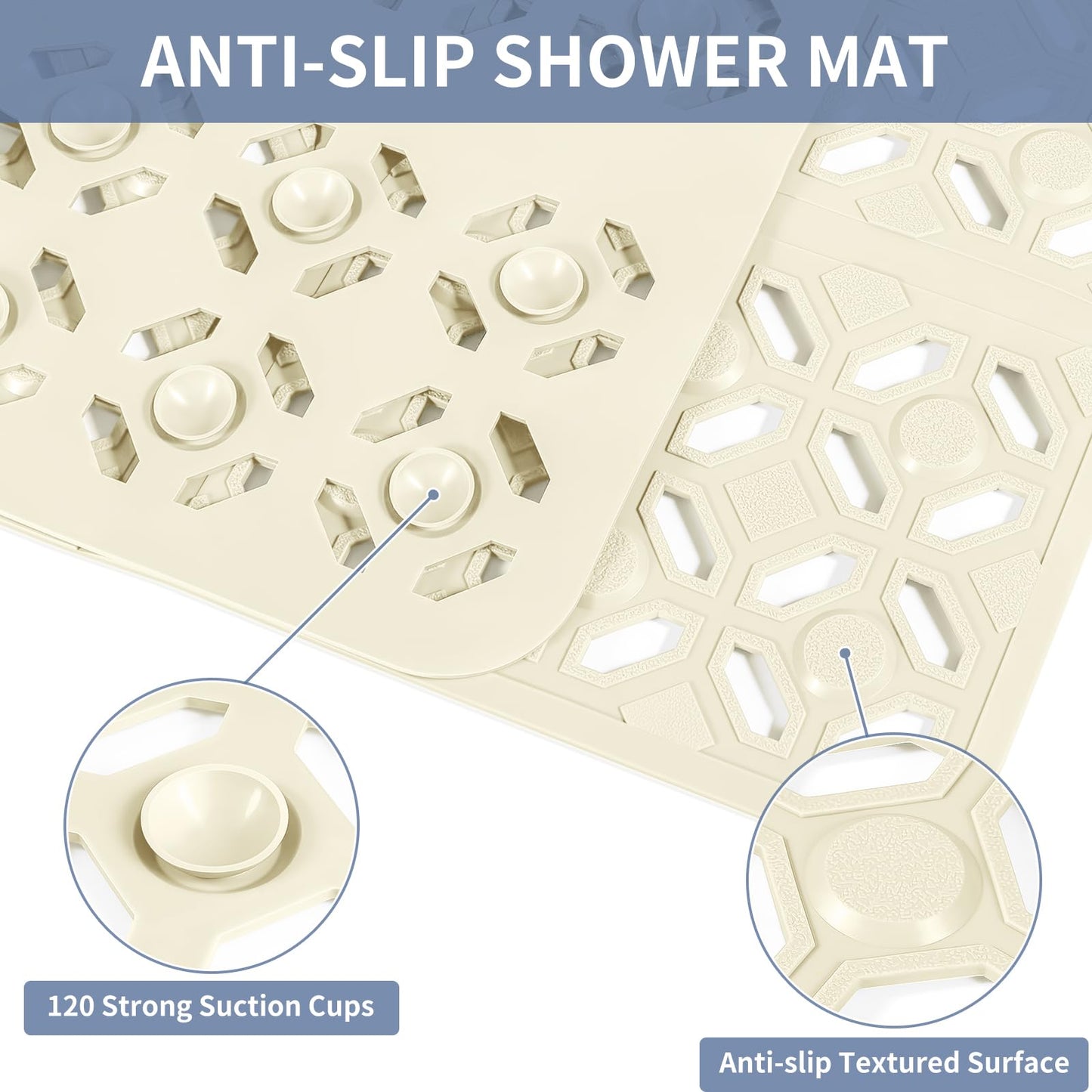 Extra Large Anti-Slip Shower Mat for Safety and Comfort