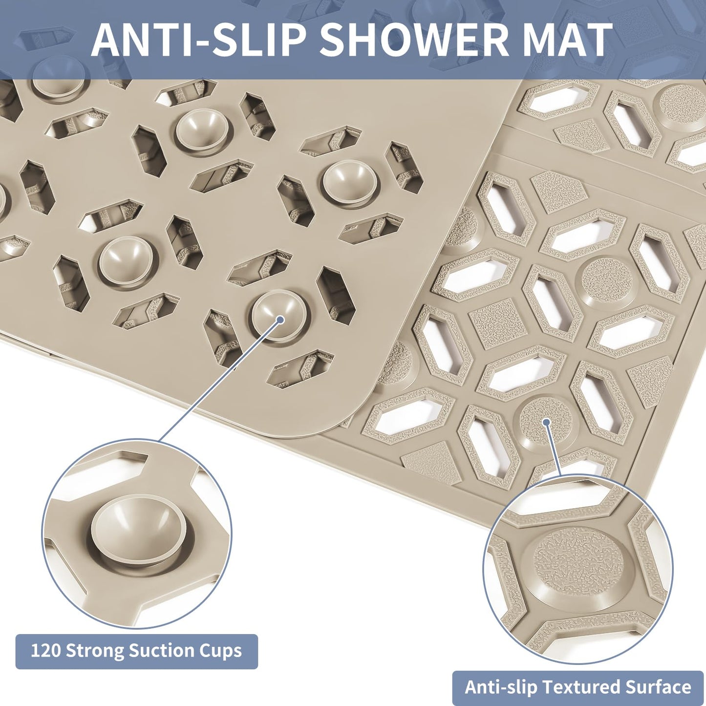 Extra Large Anti-Slip Shower Mat for Safety and Comfort