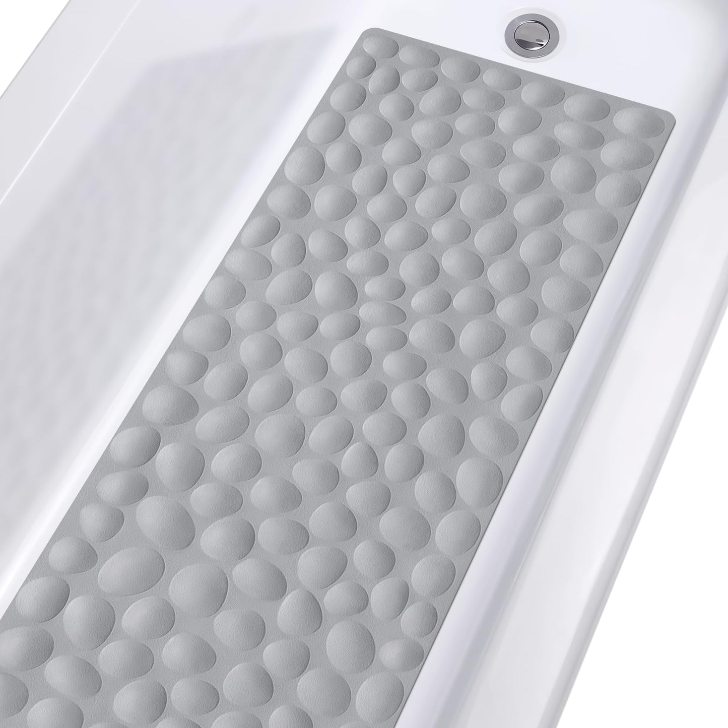 Soft Rubber Non-Slip Bath Mat with Suction Cups - Grey