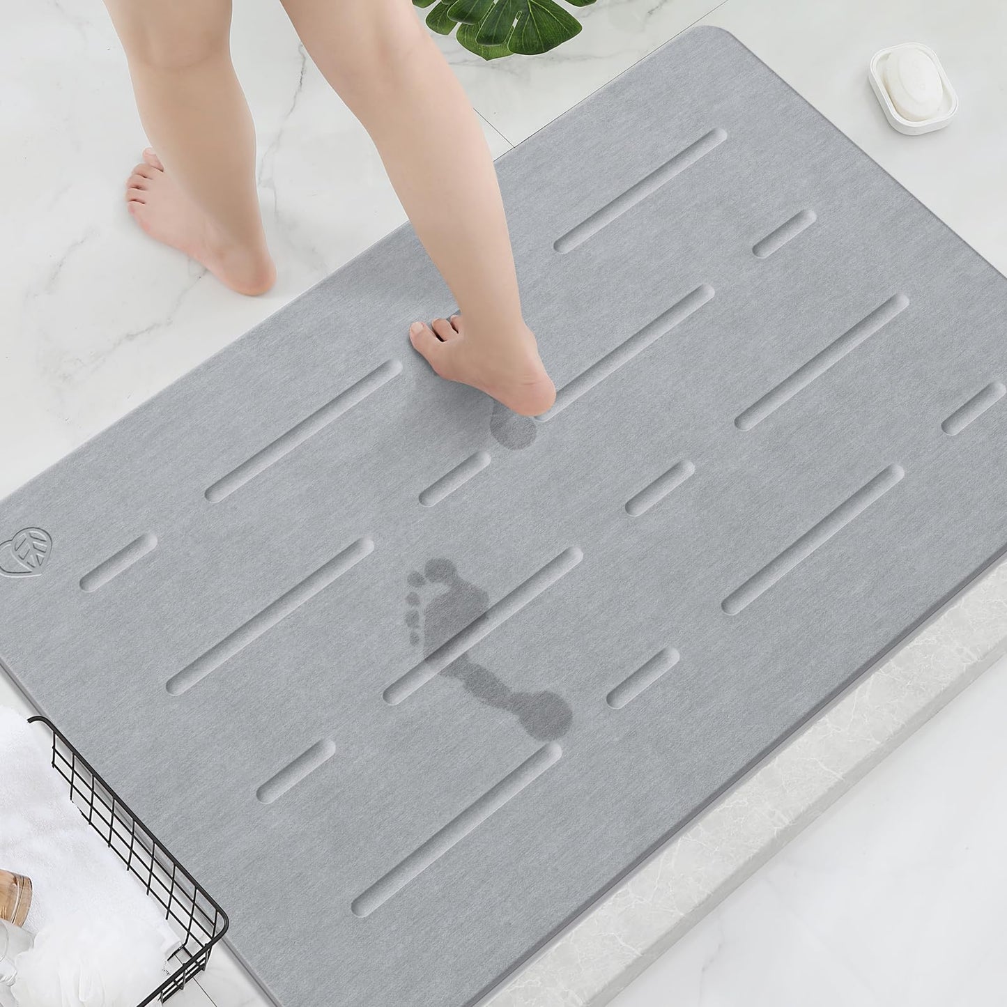 Large Stone Bath Mat - Quick Drying Absorbent Non-Slip Diatomite Mat