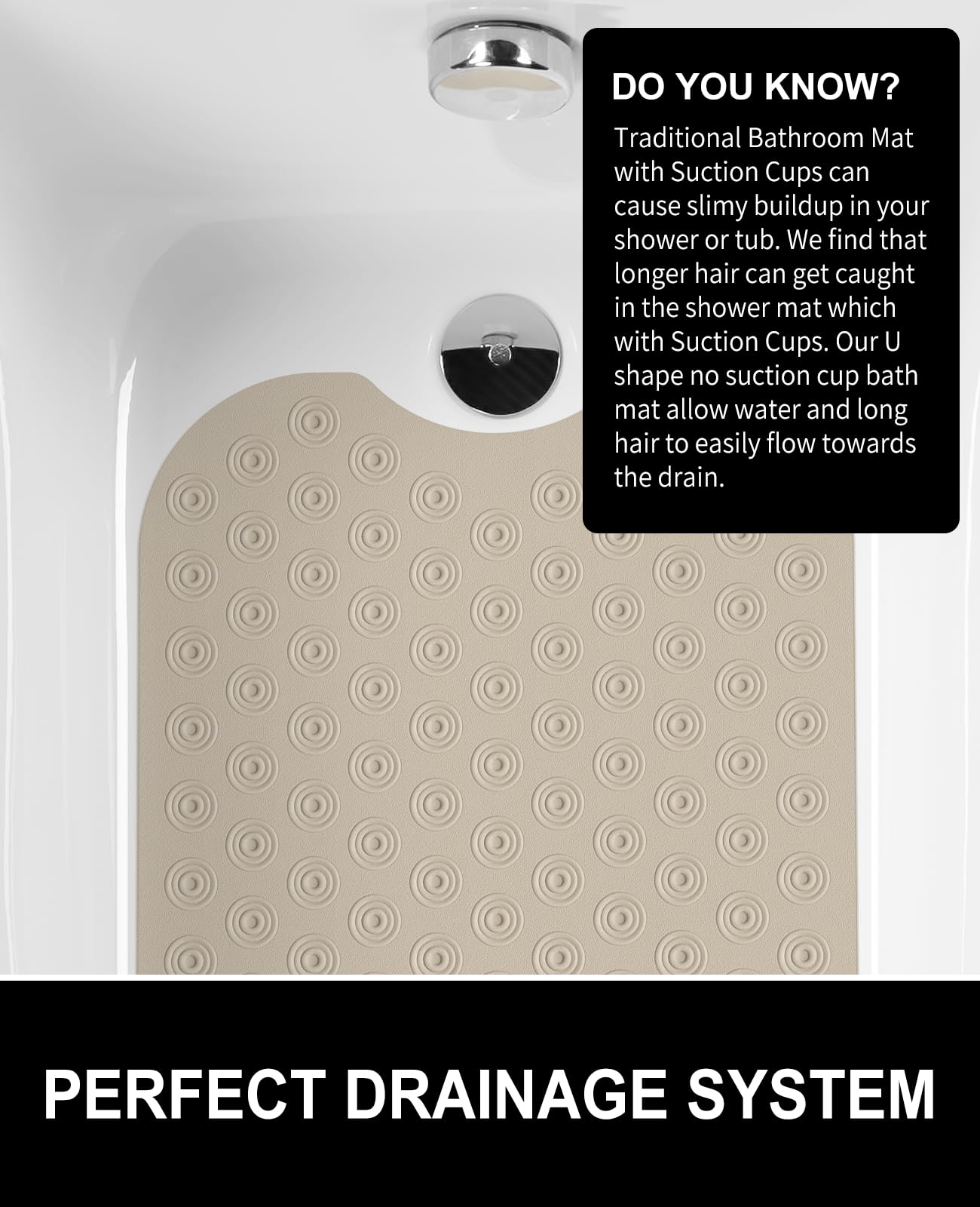 OTHWAY Bathtub Mat Non Slip, 39X16 inch Bath Mat for Tub, Machine Washable Bath Tub Mats with Reverse Suction Cups, Comfortable Rubber Bathtub Mat for Bathroom