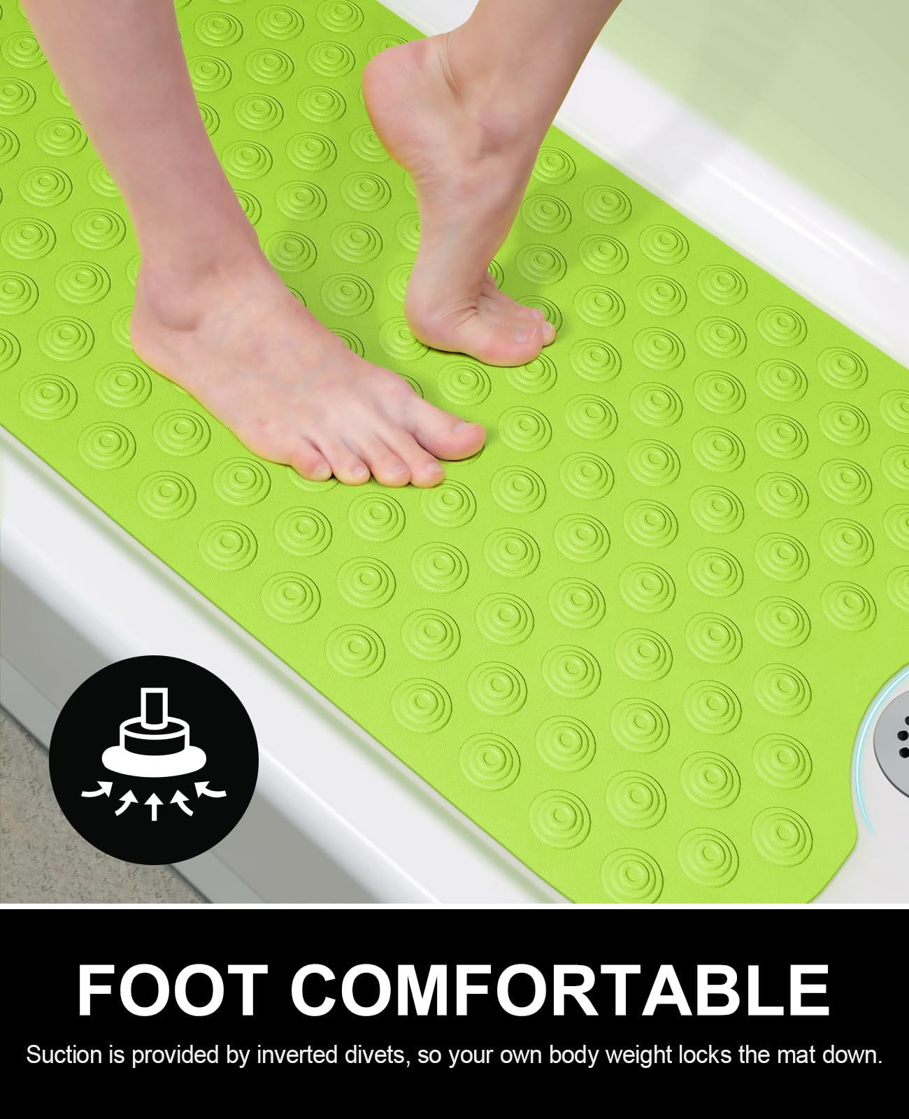 OTHWAY Bathtub Mat Non Slip, 39X16 inch Bath Mat for Tub, Machine Washable Bath Tub Mats with Reverse Suction Cups, Comfortable Rubber Bathtub Mat for Bathroom