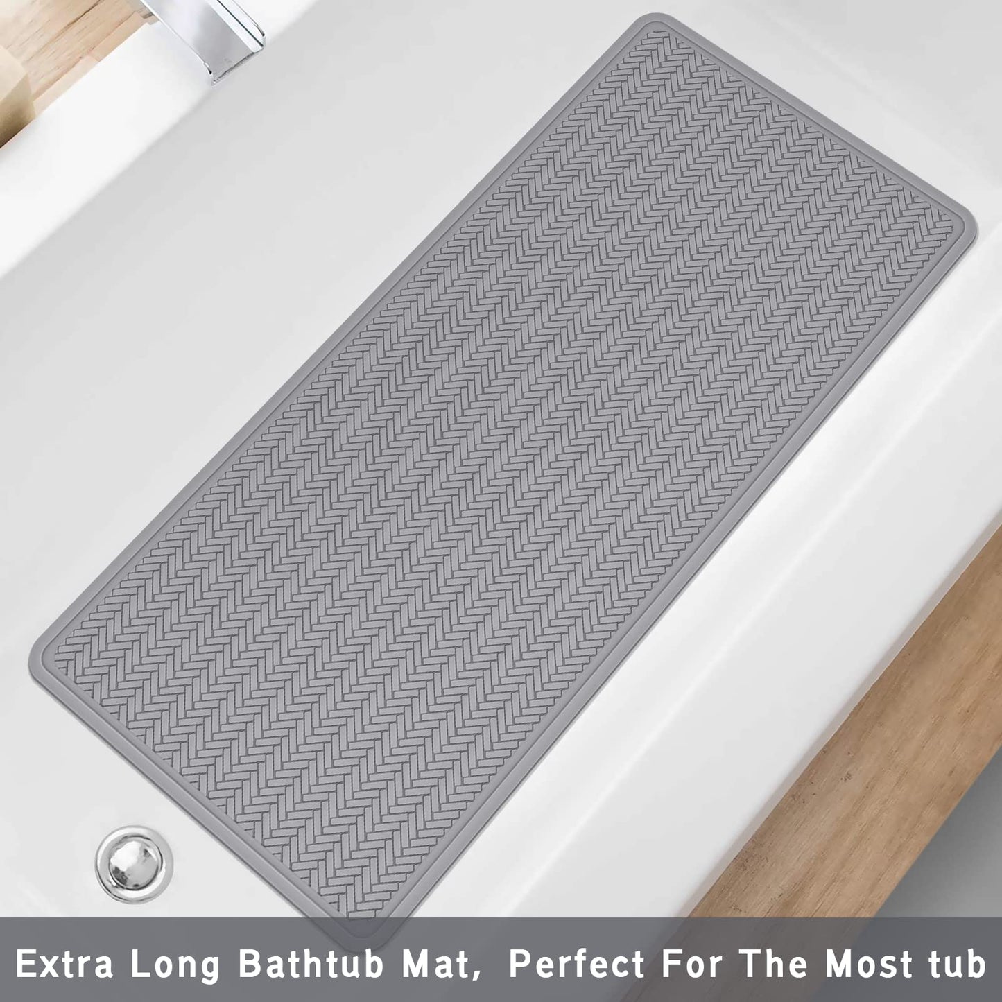 Anti-Slip Rubber Baby Bath Mat - Strong Suction Cups (Grey)
