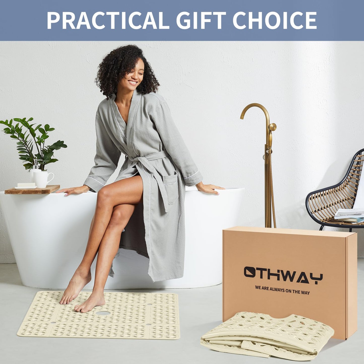 Extra Large Anti-Slip Shower Mat for Safety and Comfort