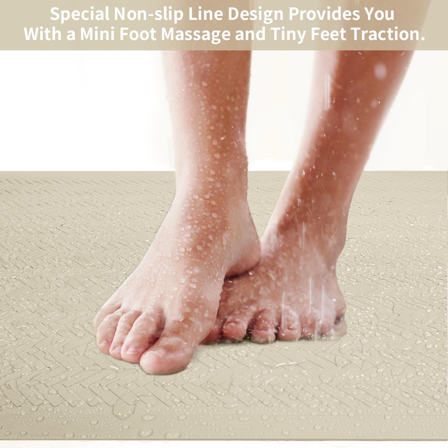 Anti-Slip Rubber Baby Bath Mat - Strong Suction Cups (Grey)