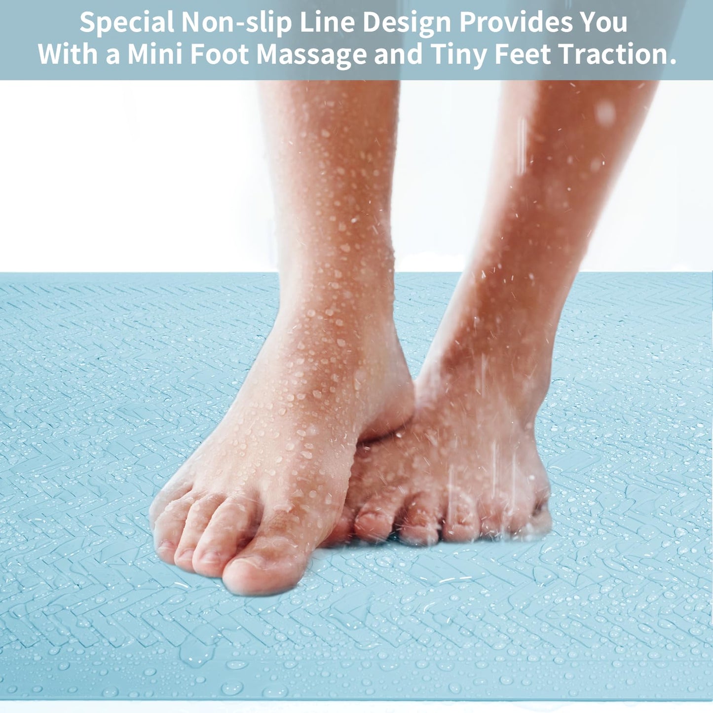 Anti-Slip Rubber Baby Bath Mat - Strong Suction Cups (Grey)