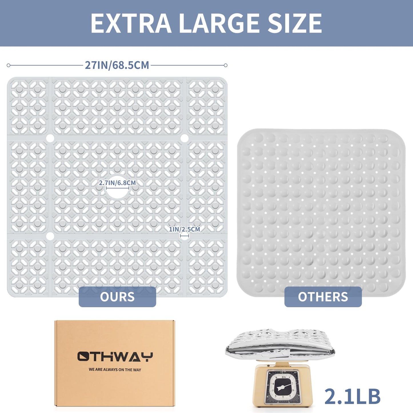 Extra Large Anti-Slip Shower Mat for Safety and Comfort