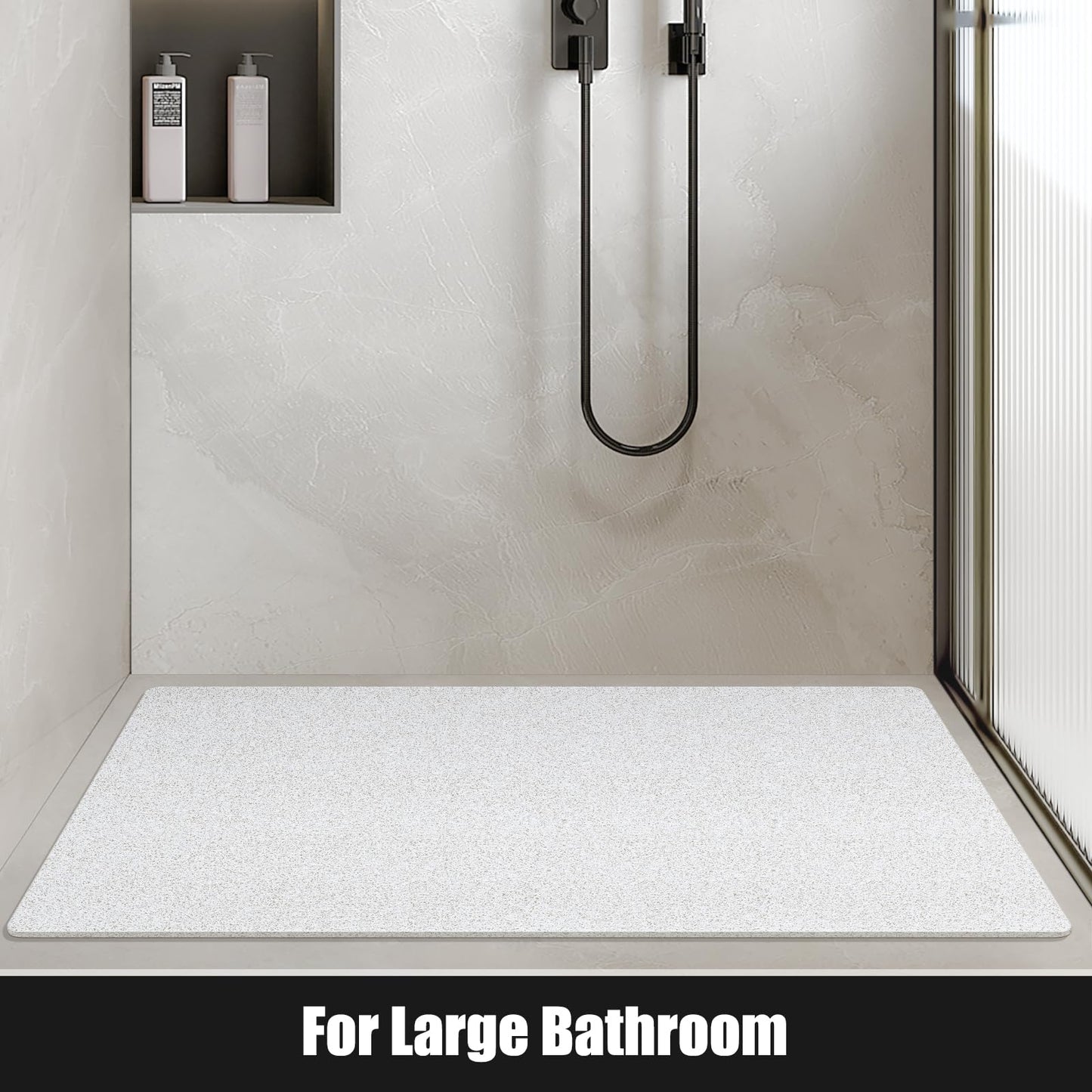 Soft Textured Non-Slip Shower Mat for Wet Areas - Grey
