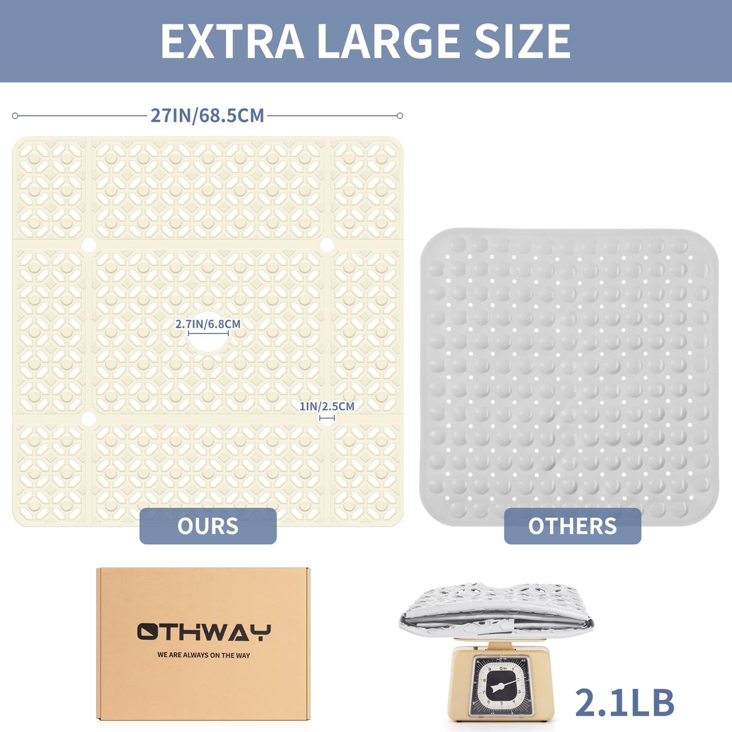 Extra Large Anti-Slip Shower Mat for Safety and Comfort