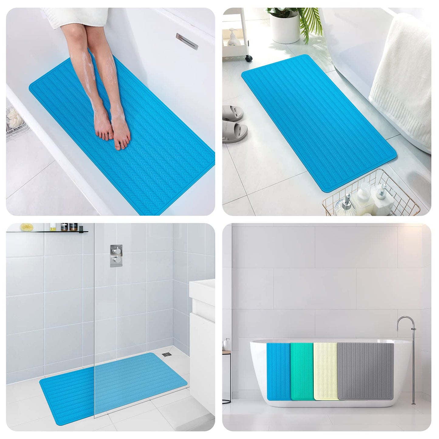 Anti-Slip Rubber Baby Bath Mat - Strong Suction Cups (Grey)