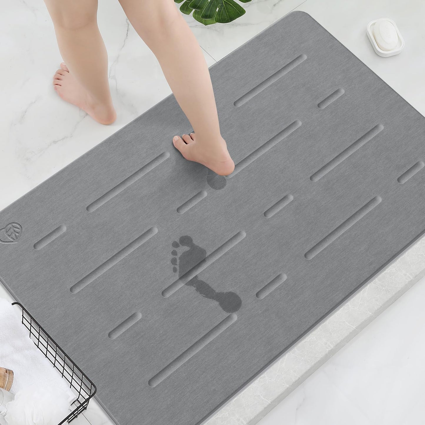 Large Stone Bath Mat - Quick Drying Absorbent Non-Slip Diatomite Mat