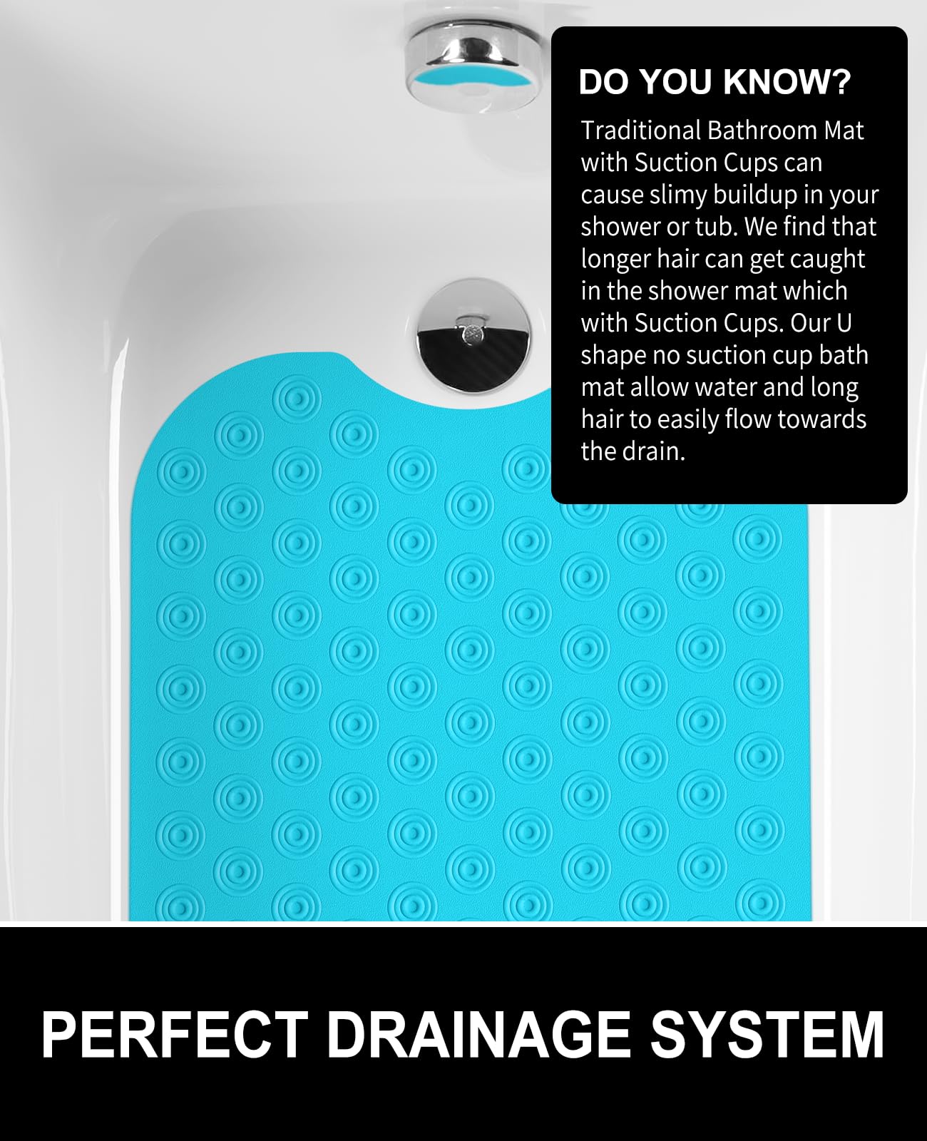 OTHWAY Bathtub Mat Non Slip, 39X16 inch Bath Mat for Tub, Machine Washable Bath Tub Mats with Reverse Suction Cups, Comfortable Rubber Bathtub Mat for Bathroom