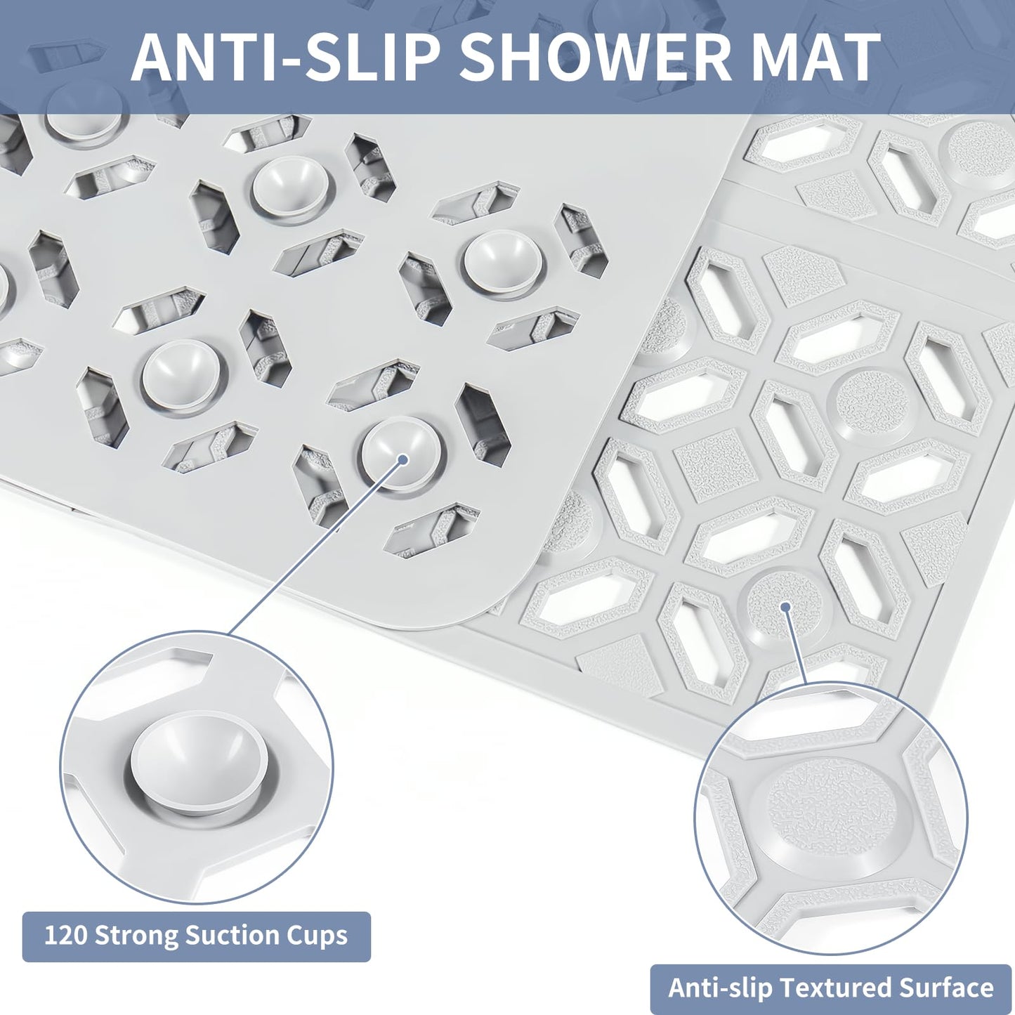 Extra Large Anti-Slip Shower Mat for Safety and Comfort