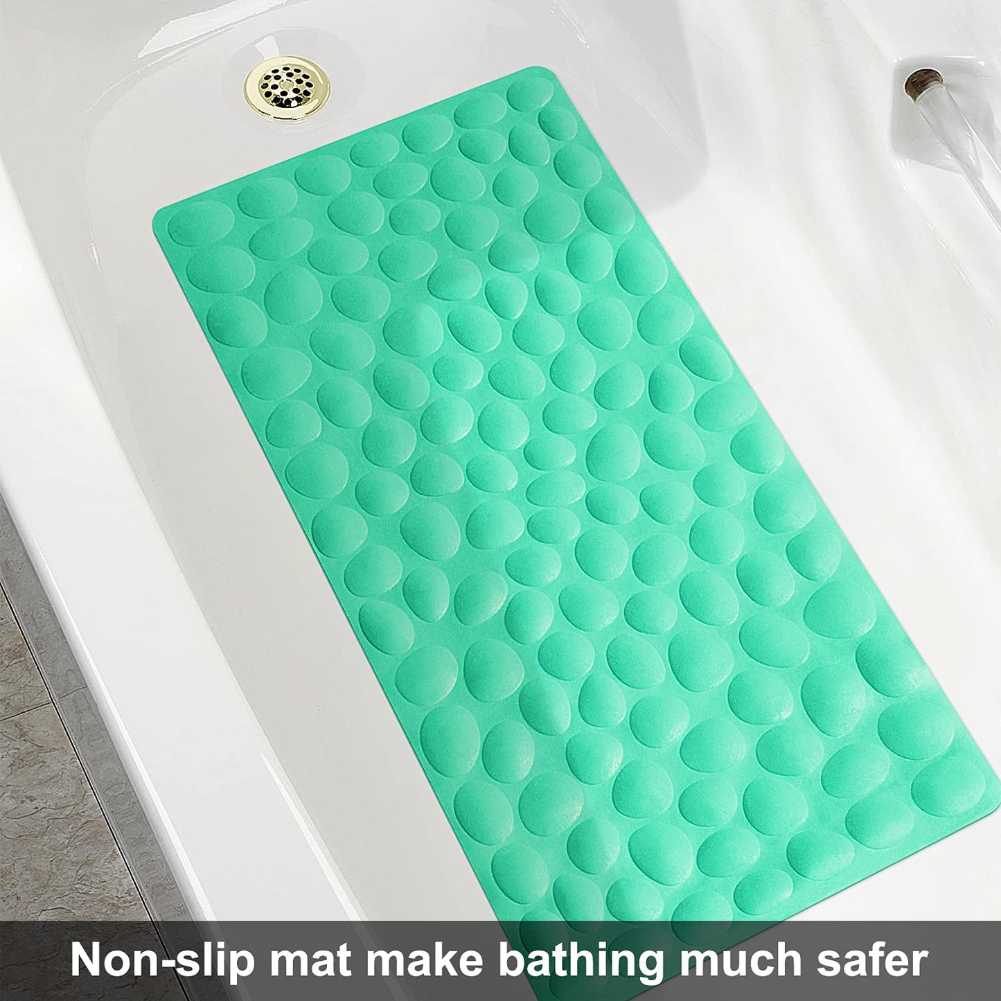 Soft Rubber Non-Slip Bath Mat with Suction Cups - Grey