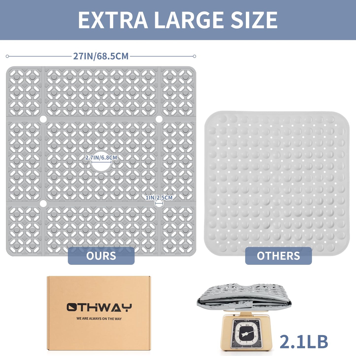 Extra Large Anti-Slip Shower Mat for Safety and Comfort