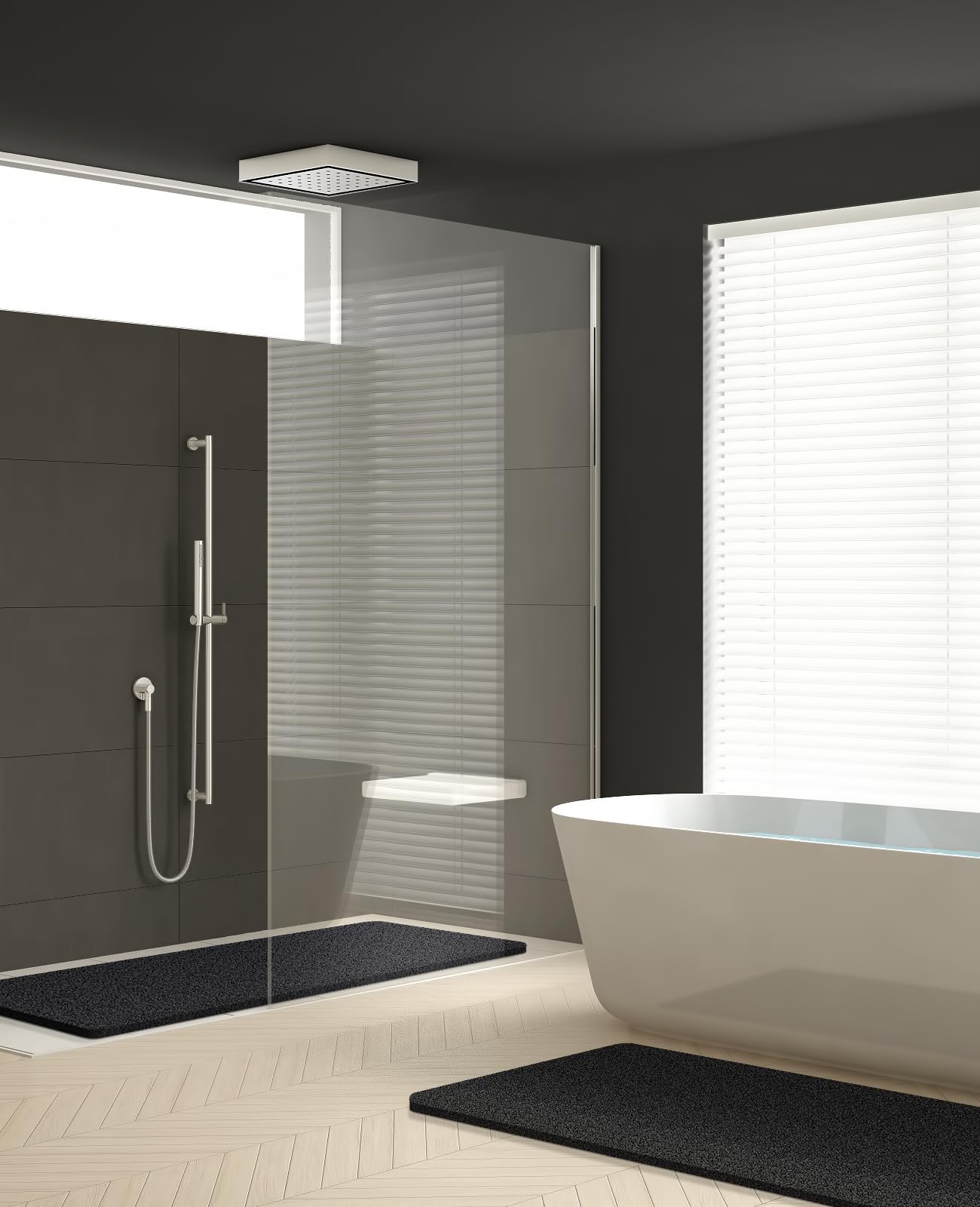Soft Textured Non-Slip Shower Mat for Wet Areas - Grey