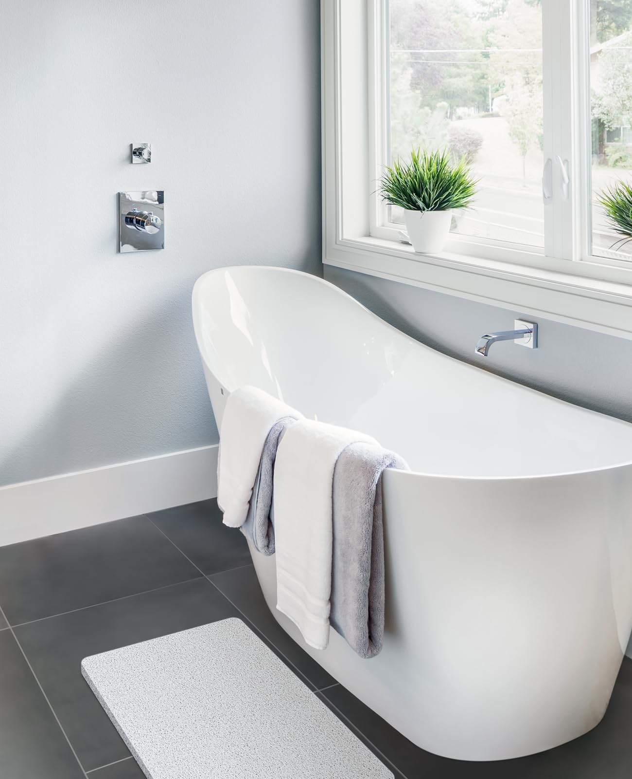 Soft Textured Non-Slip Shower Mat for Wet Areas - Grey