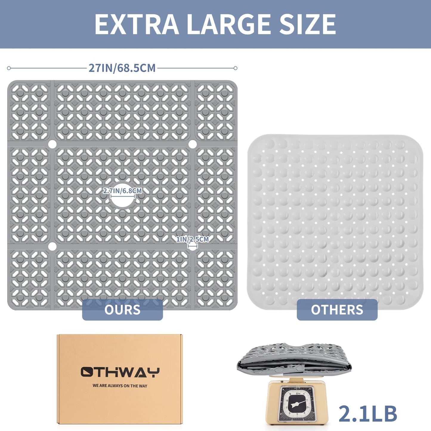 Extra Large Anti-Slip Shower Mat for Safety and Comfort
