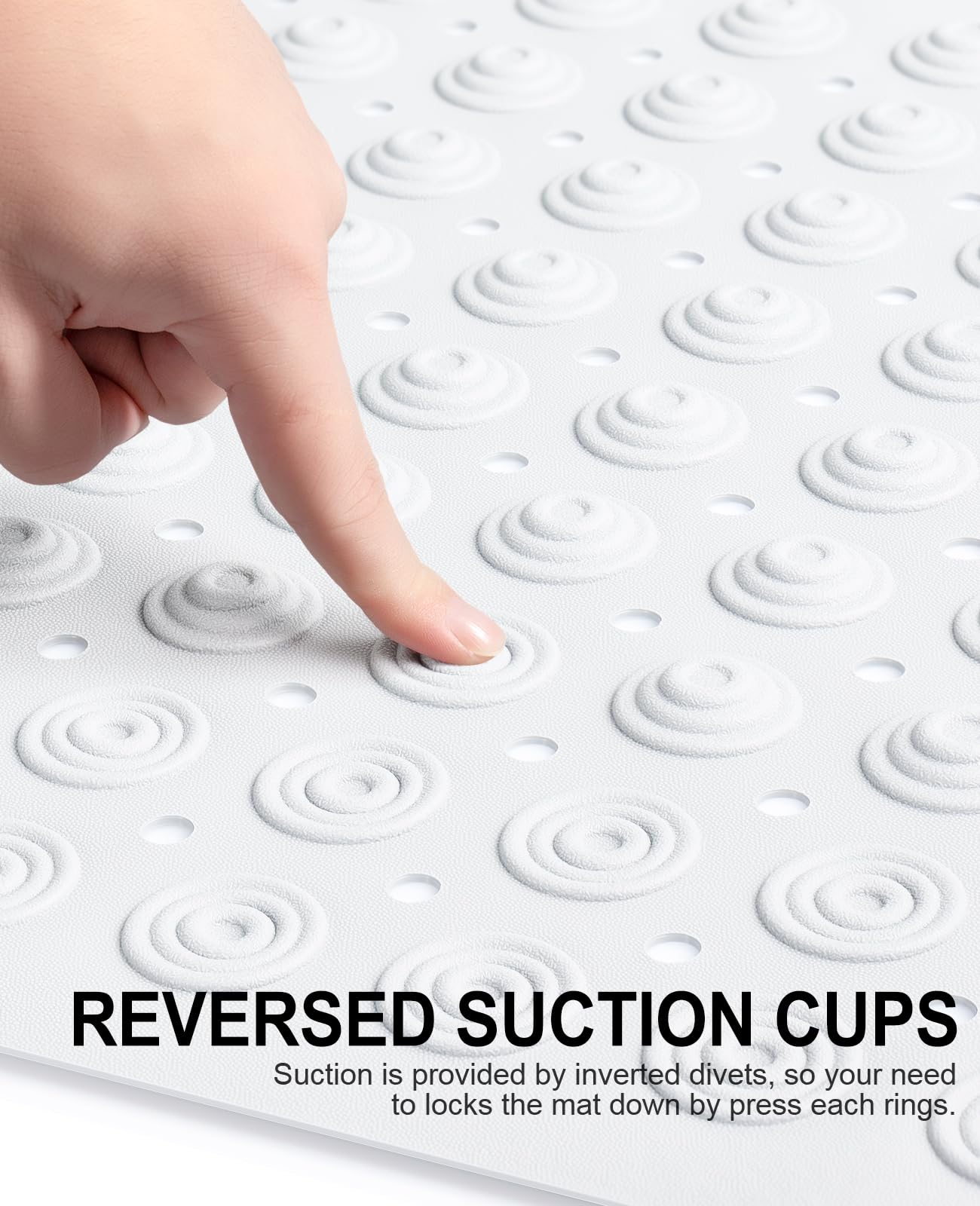 White Non Slip Bath Tub Mat with Suction Cups
