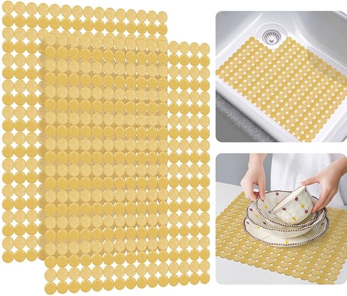 Bligli Round Sink Mats 2-Pack ,Non-Slip PVC Sink Protector, Fits Stainless Steel / Ceramic Sinks,15.7 x 11.8 inch,Fast Draining Dot Design for Kitchen Sink