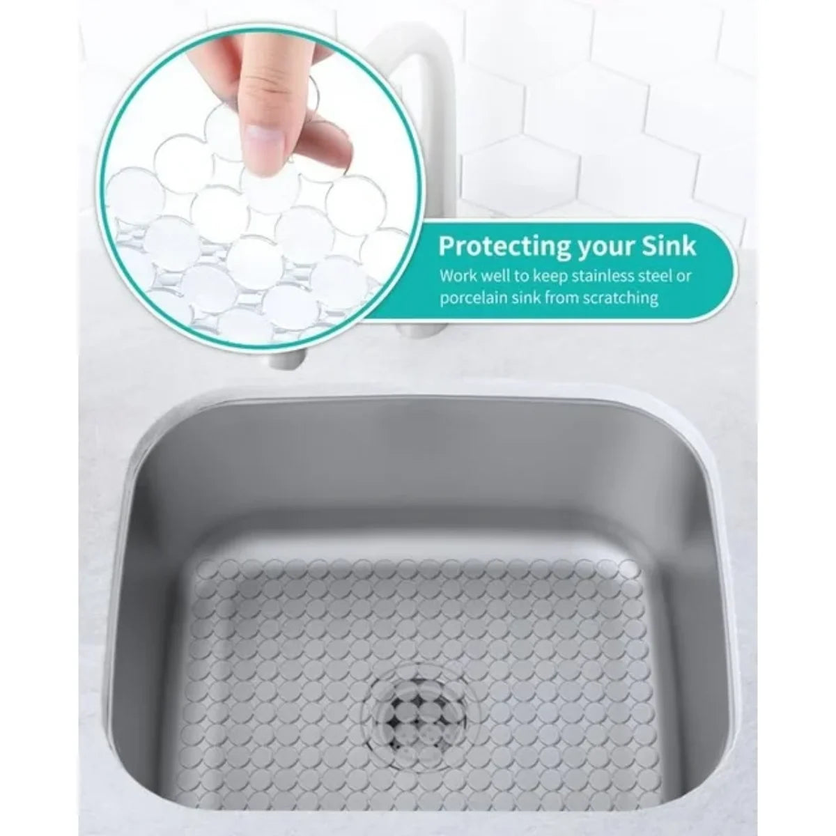 Bligli Round Sink Mats 2-Pack ,Non-Slip PVC Sink Protector, Fits Stainless Steel / Ceramic Sinks,15.7 x 11.8 inch,Fast Draining Dot Design for Kitchen Sink