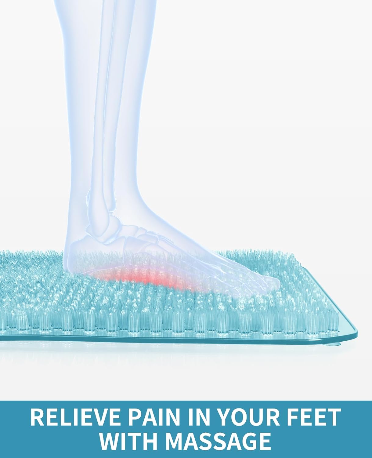 Yolife Shower Foot Scrubber Mat,Anti-Slip Bath Mat with Scrub Bristles & Strong Suction Cups to Soothe Achy Feet