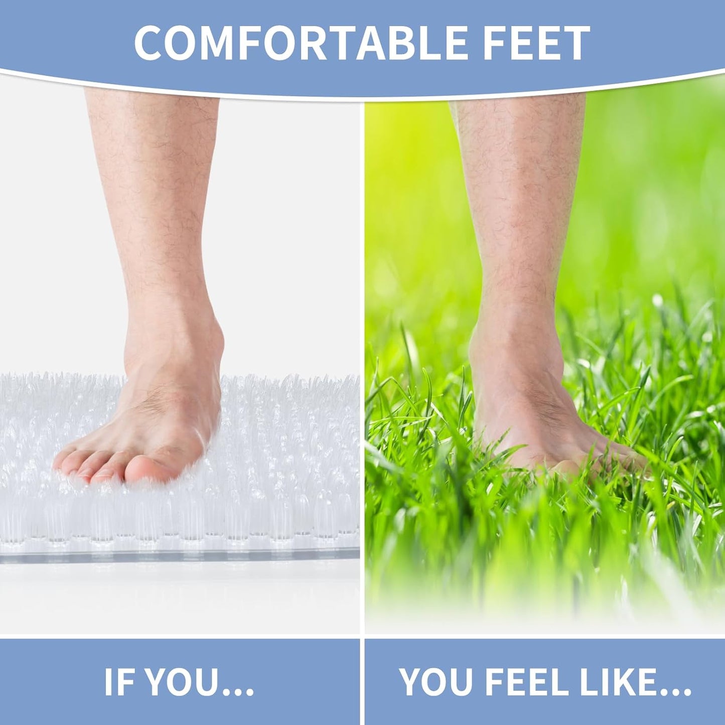 Yolife Shower Foot Scrubber Mat,Anti-Slip Bath Mat with Scrub Bristles & Strong Suction Cups to Soothe Achy Feet