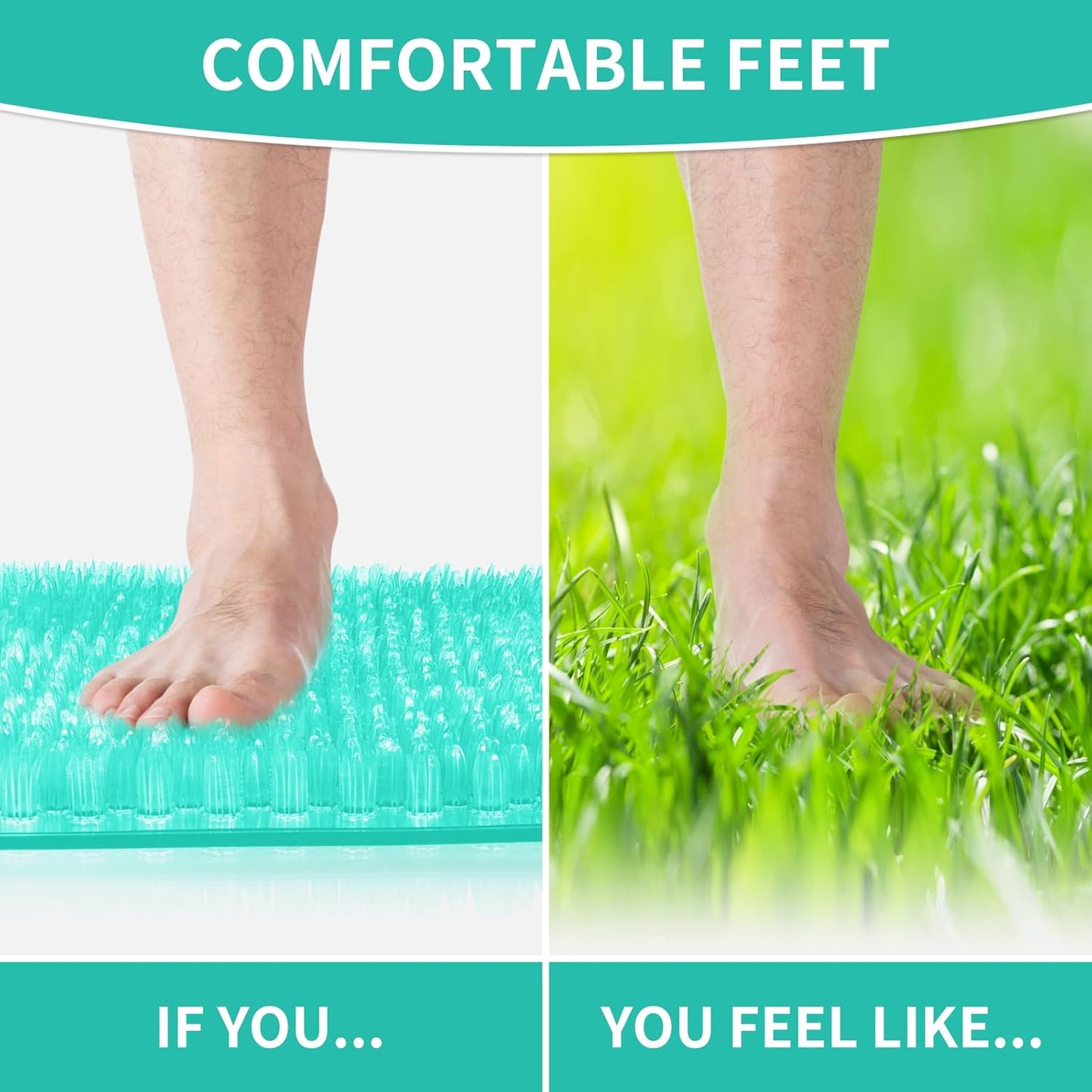Yolife Shower Foot Scrubber Mat,Anti-Slip Bath Mat with Scrub Bristles & Strong Suction Cups to Soothe Achy Feet