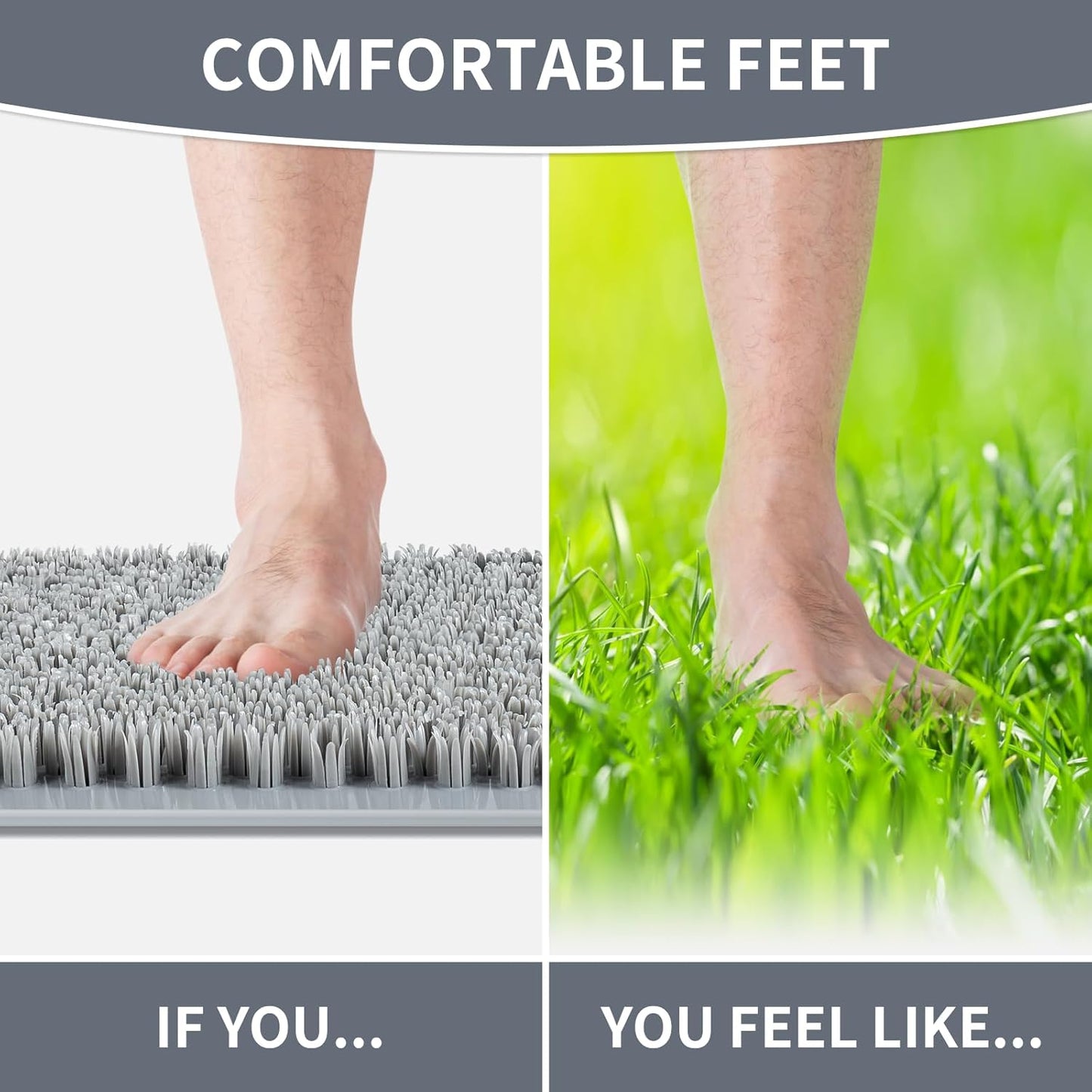 Yolife Shower Foot Scrubber Mat,Anti-Slip Bath Mat with Scrub Bristles & Strong Suction Cups to Soothe Achy Feet