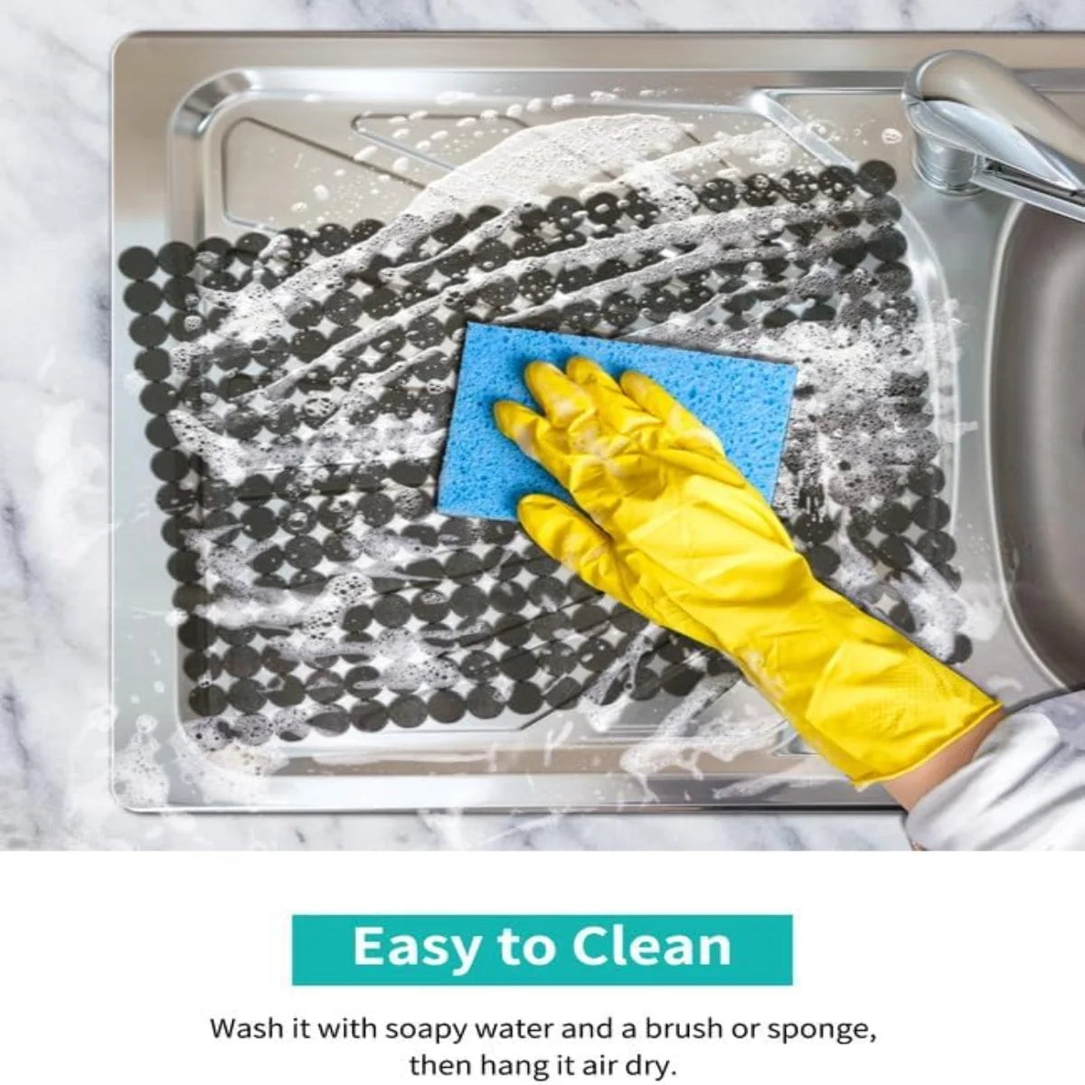 Bligli Round Sink Mats 2-Pack ,Non-Slip PVC Sink Protector, Fits Stainless Steel / Ceramic Sinks,15.7 x 11.8 inch,Fast Draining Dot Design for Kitchen Sink