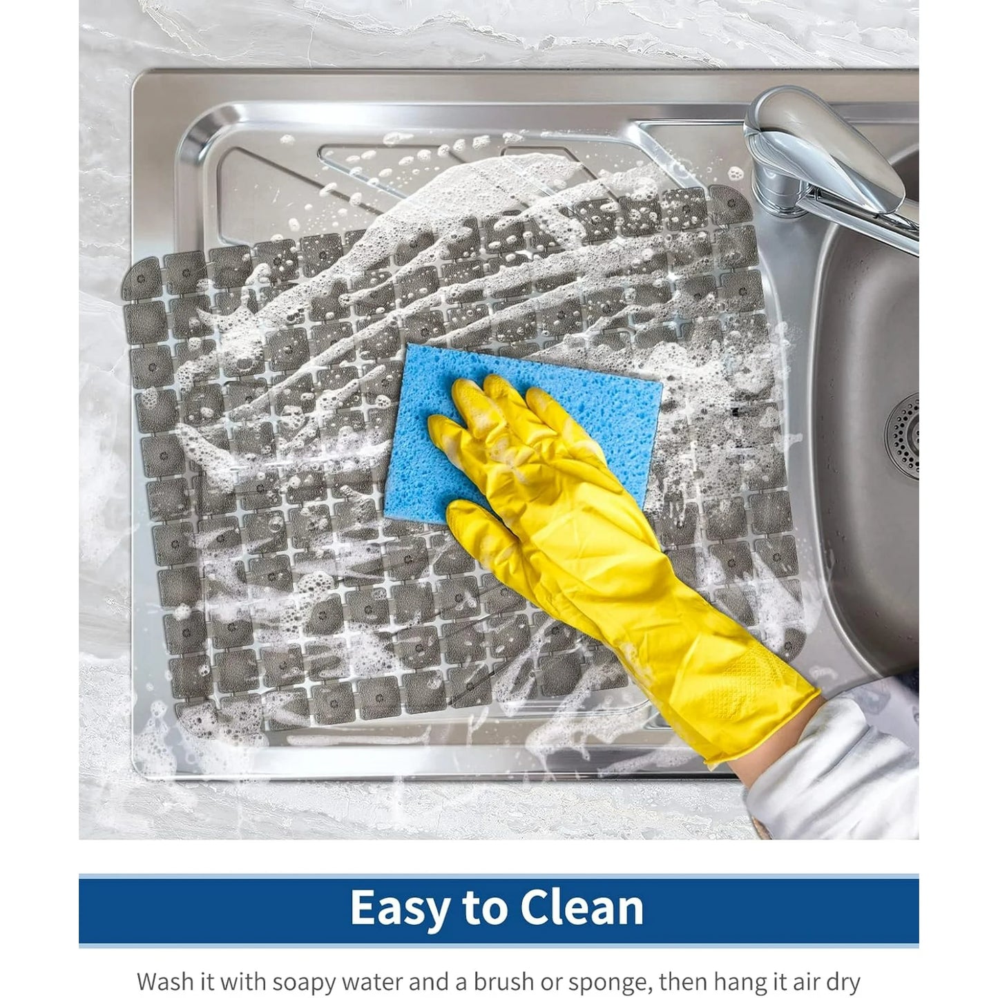 Bligli 2-Pack Sink Mats - 15.7"x11.8" Non-Slip PVC Liners, Quick-Dry Kitchen Protector for Stainless Steel/Ceramic, Dish Drying Mat