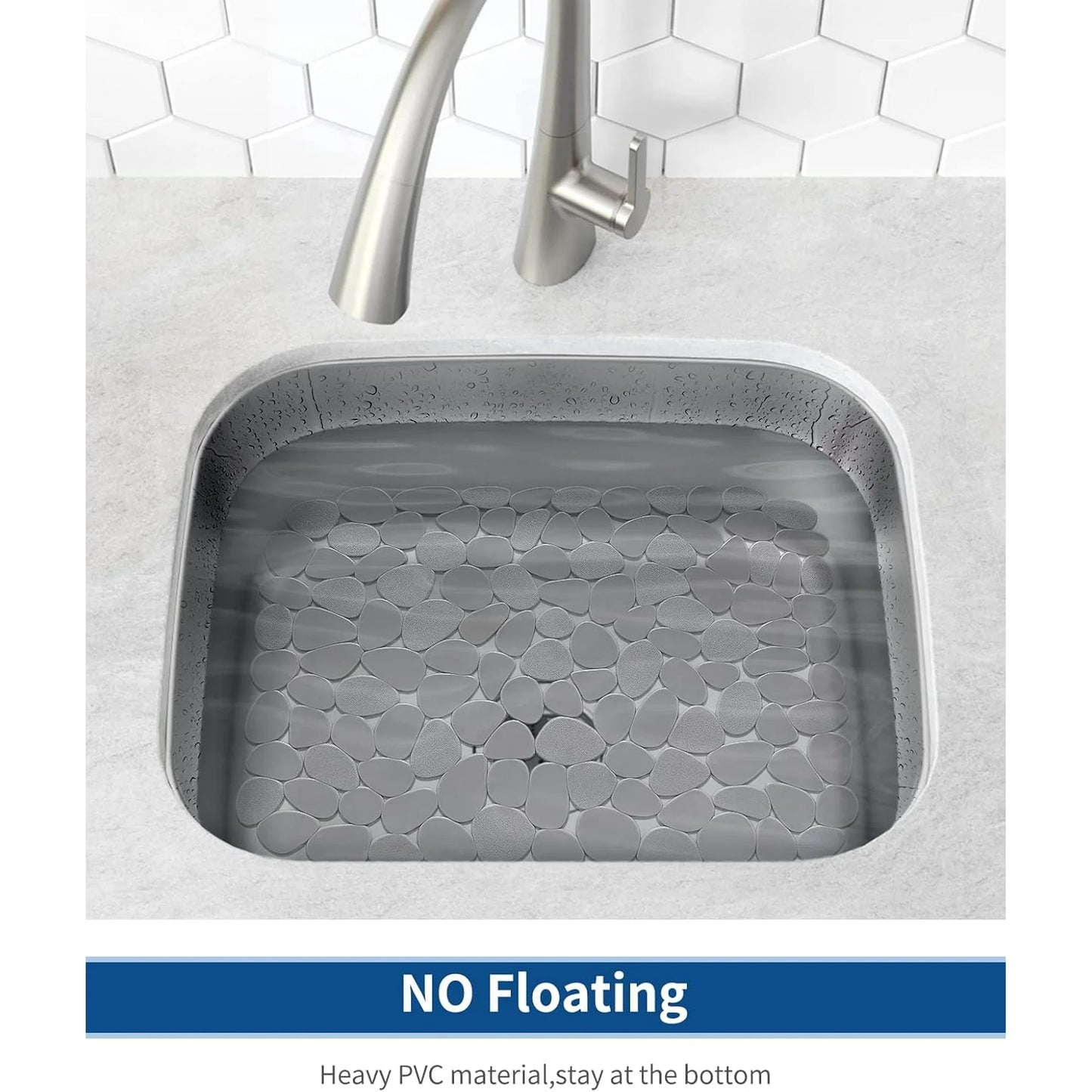 Bligli Non-Slip PVC Sink Mats (2-pack) – Pebble Design Protector for Stainless Steel/Porcelain, Dish Drying & Kitchen Liner, 15.7"x11.8"