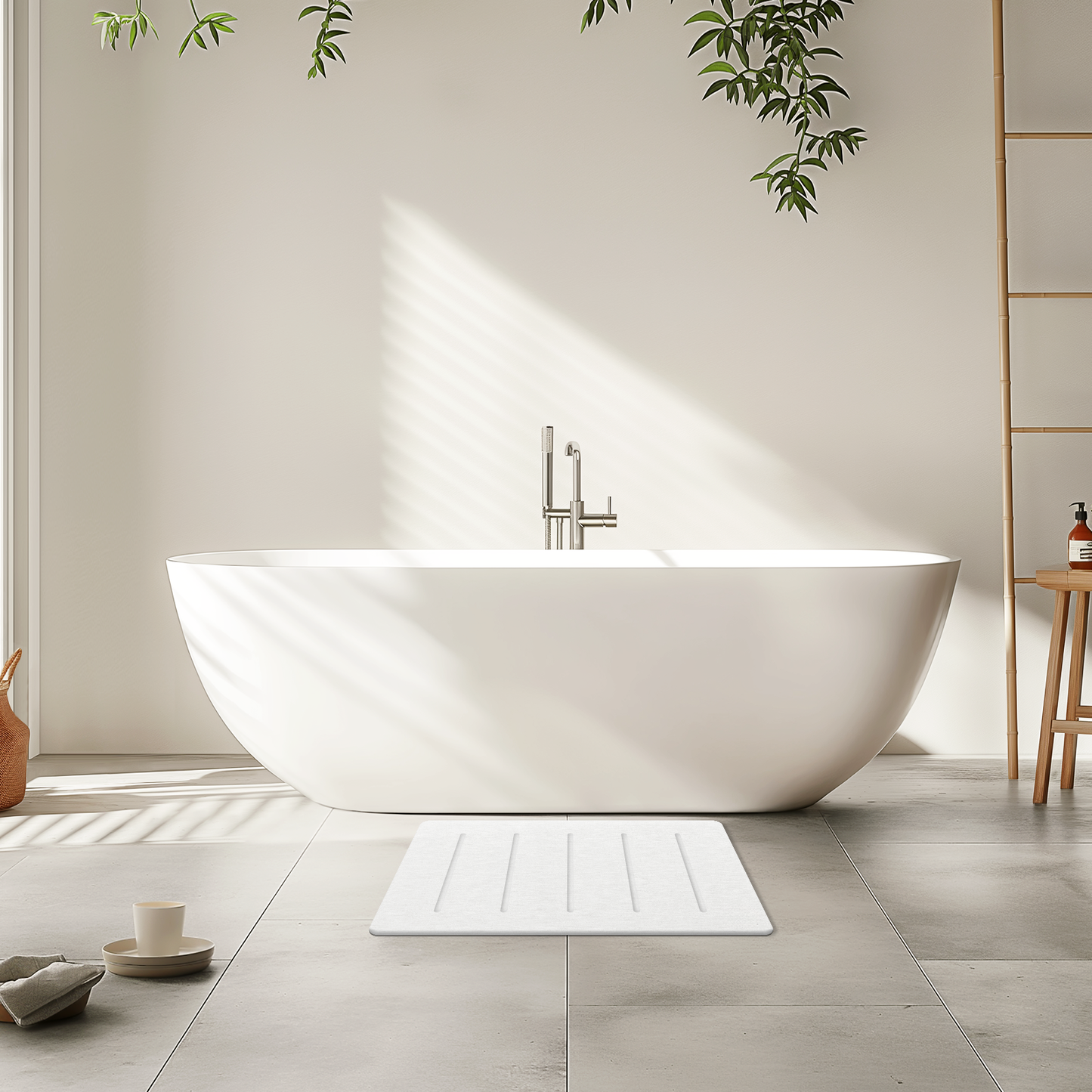 OTHWAY Stone Bath Mat Large, 32" x 20" Diatomaceous Earth for Bathroom, Super Absorbent Quick Drying Non-Slip Diatomite Shower Mat