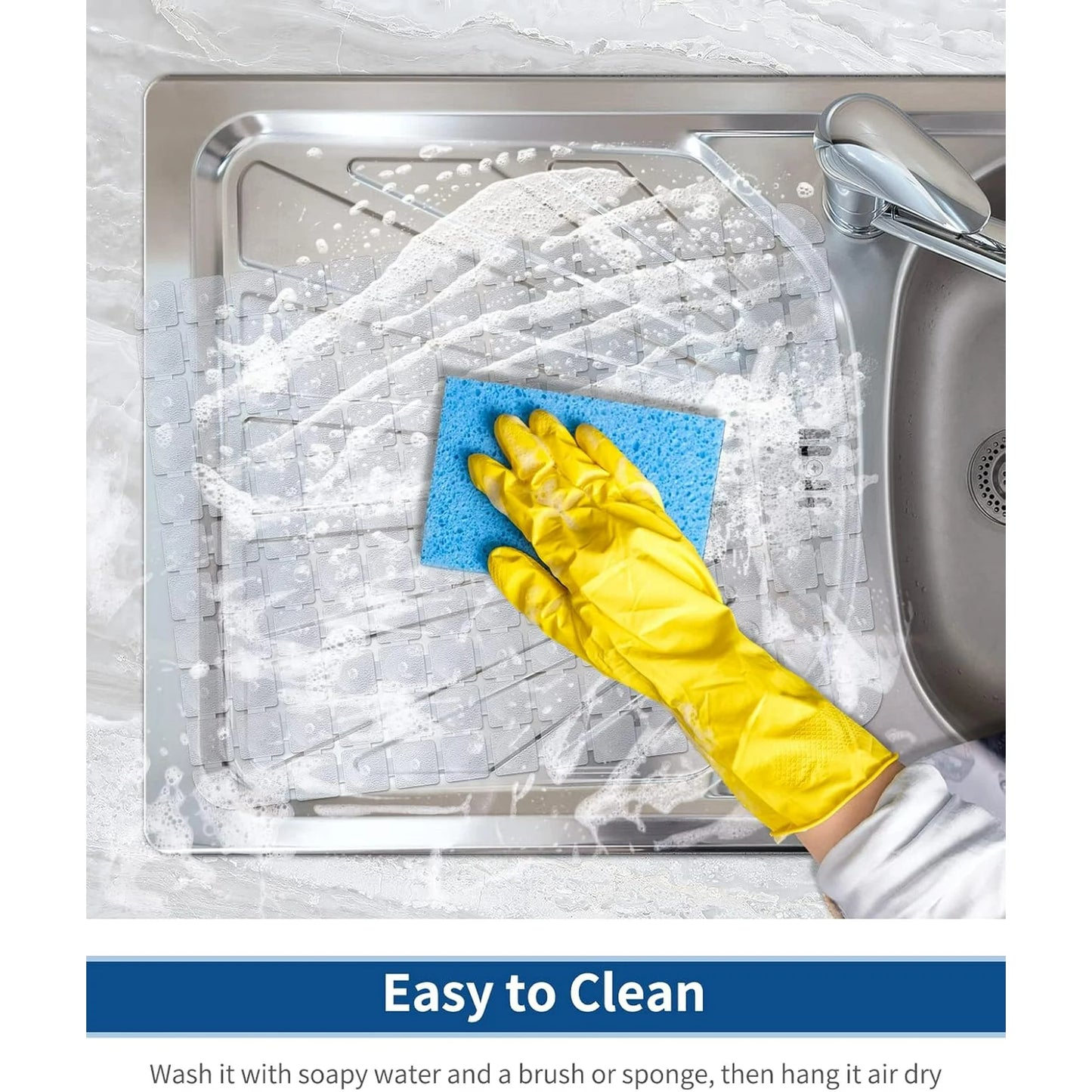 Bligli 2-Pack Sink Mats - 15.7"x11.8" Non-Slip PVC Liners, Quick-Dry Kitchen Protector for Stainless Steel/Ceramic, Dish Drying Mat