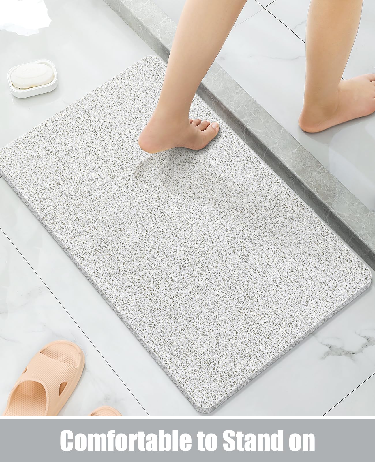 Soft Textured Non-Slip Shower Mat for Wet Areas - Grey