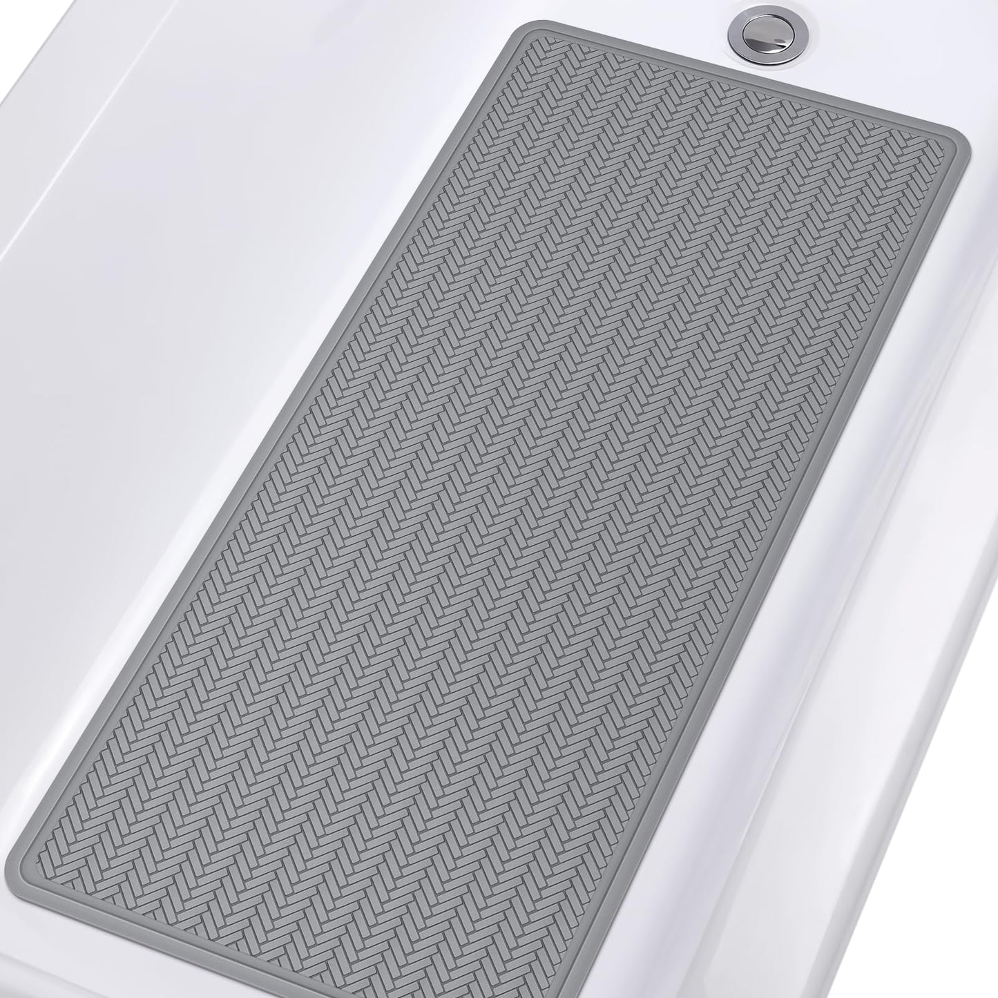 Anti-Slip Rubber Baby Bath Mat - Strong Suction Cups (Grey)