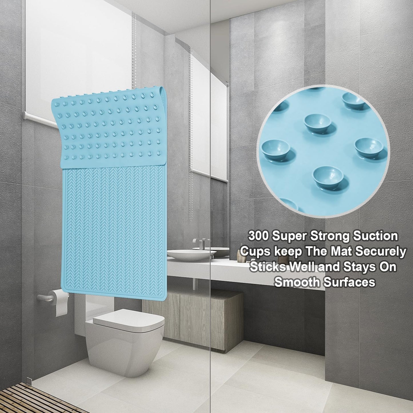 Anti-Slip Rubber Baby Bath Mat - Strong Suction Cups (Grey)