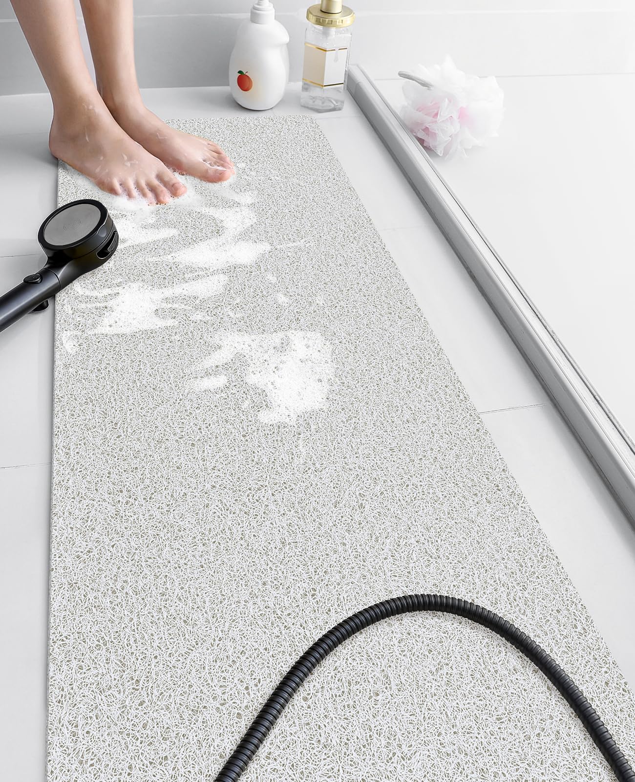 Soft Textured Non-Slip Shower Mat for Wet Areas - Grey