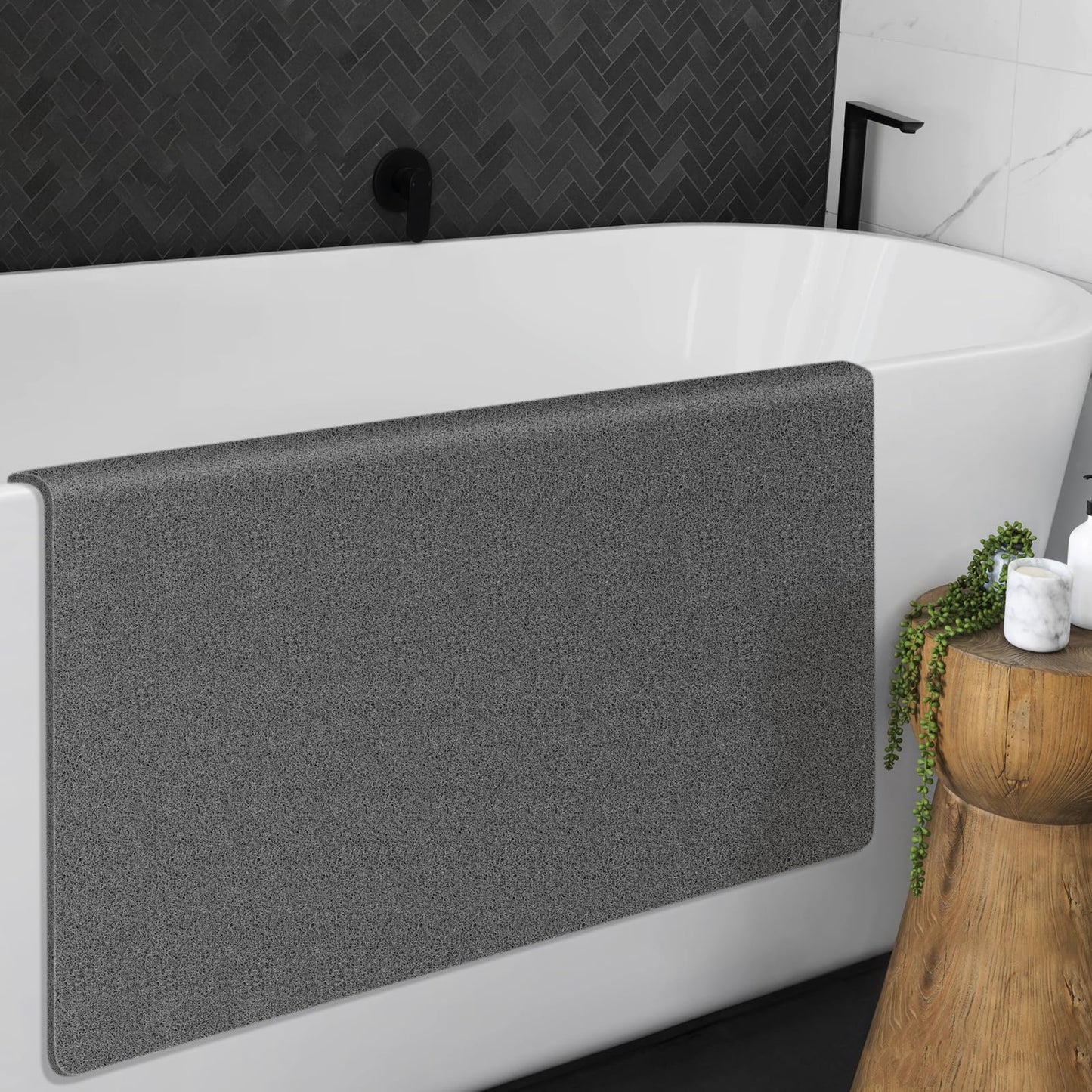 Soft Textured Non-Slip Shower Mat for Wet Areas - Grey