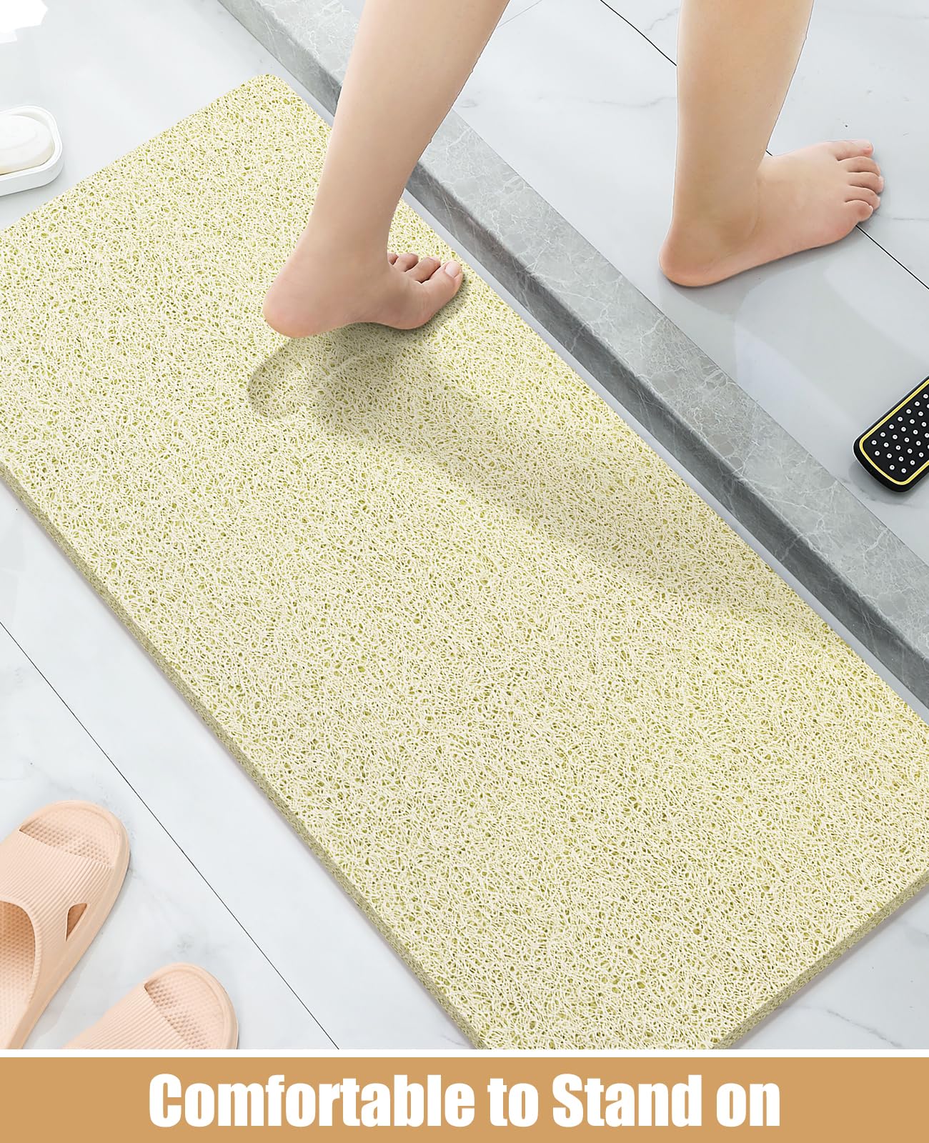 Soft Textured Non-Slip Shower Mat for Wet Areas - Grey