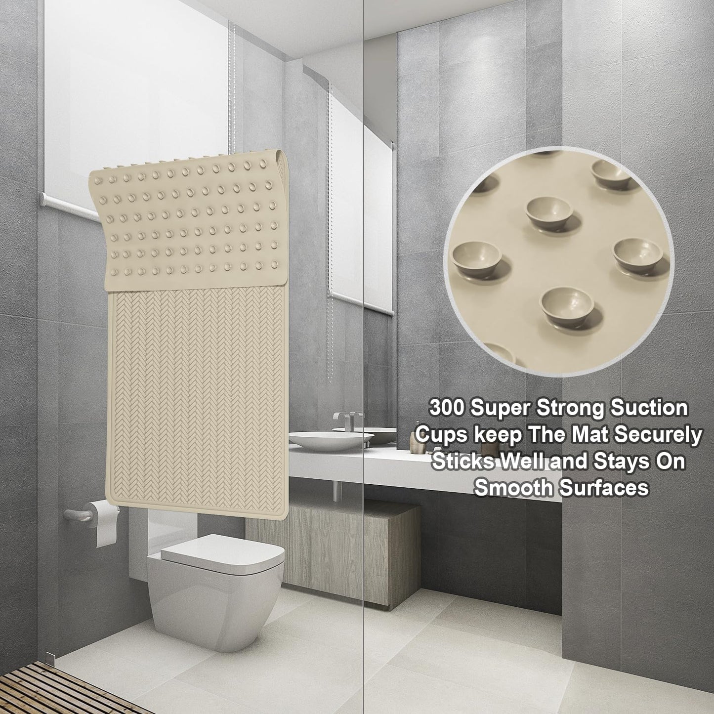 Anti-Slip Rubber Baby Bath Mat - Strong Suction Cups (Grey)