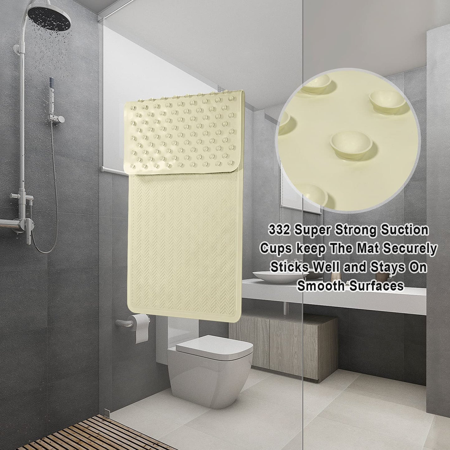 Anti-Slip Rubber Baby Bath Mat - Strong Suction Cups (Grey)