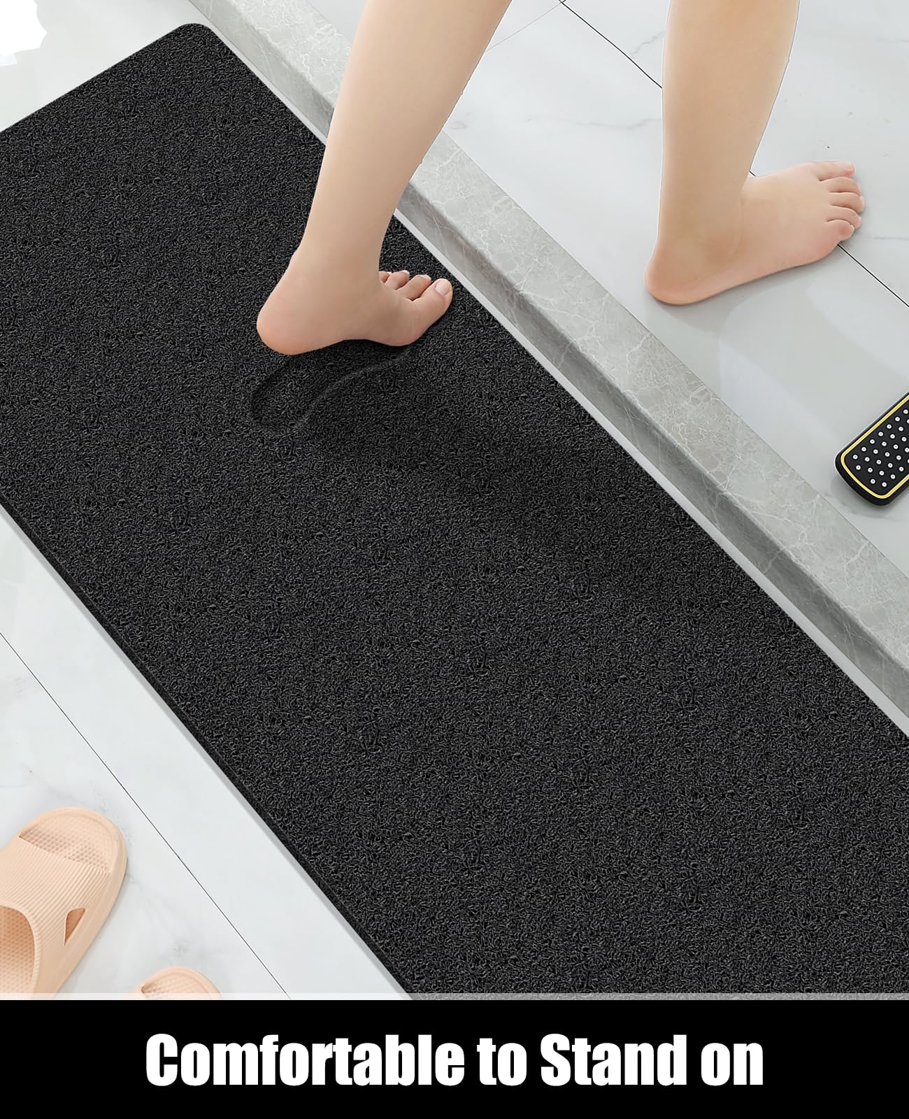 Soft Textured Non-Slip Shower Mat for Wet Areas - Grey