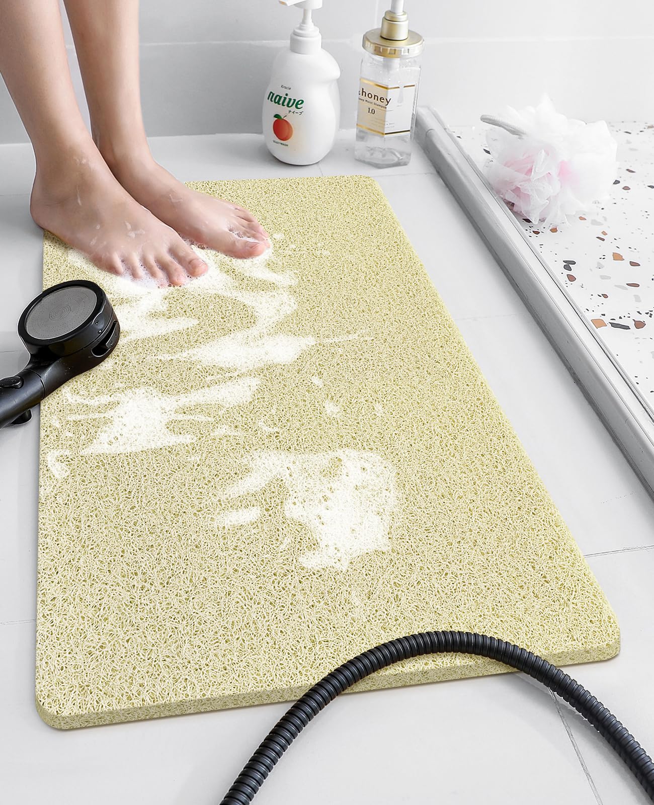 Soft Textured Non-Slip Shower Mat for Wet Areas - Grey