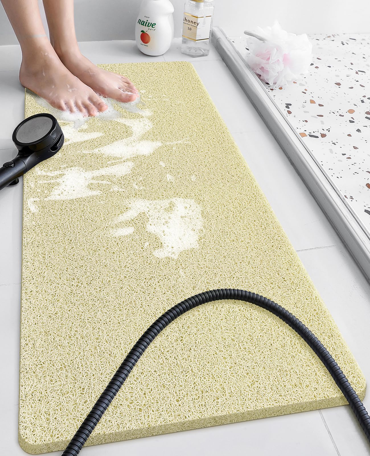 Soft Textured Non-Slip Shower Mat for Wet Areas - Grey