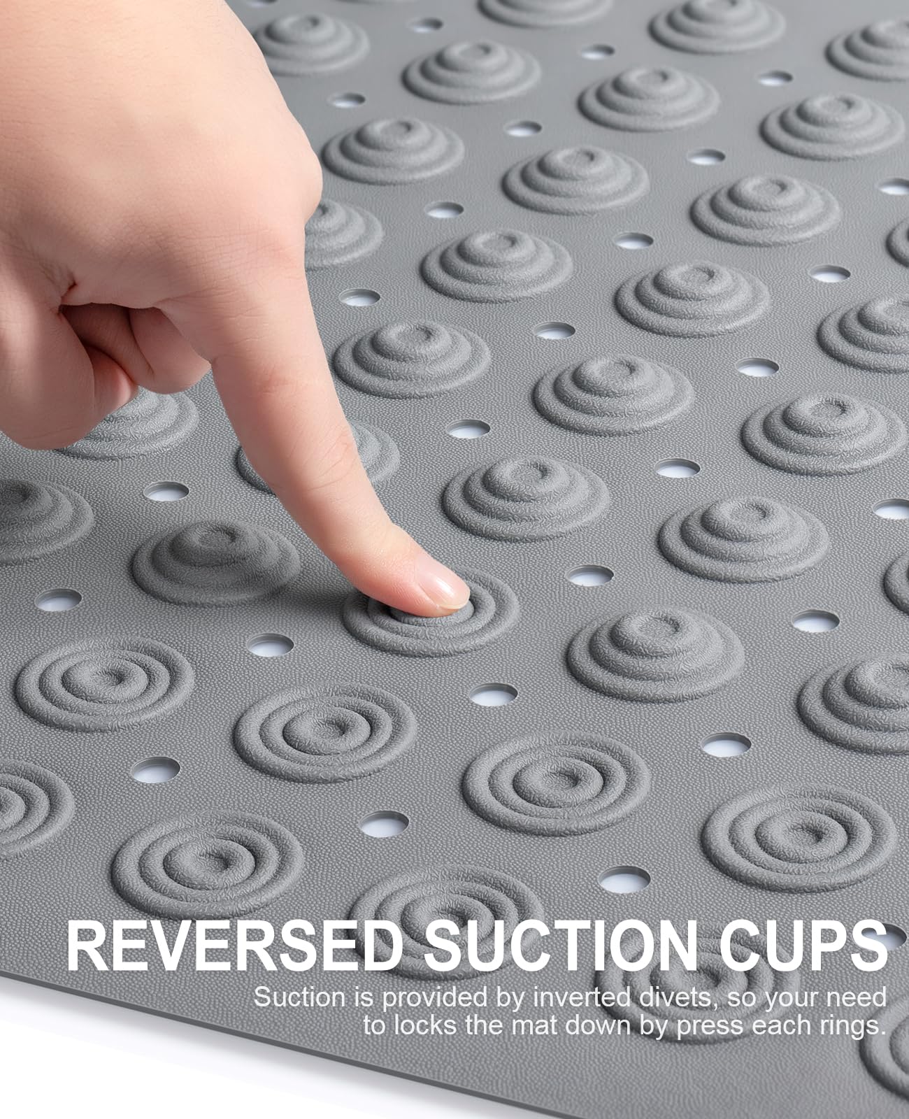 White Non Slip Bath Tub Mat with Suction Cups